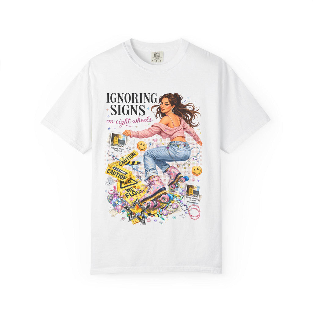 Ignoring Signs roller skate girl T-Shirt | retro skate collage, pastel graphics