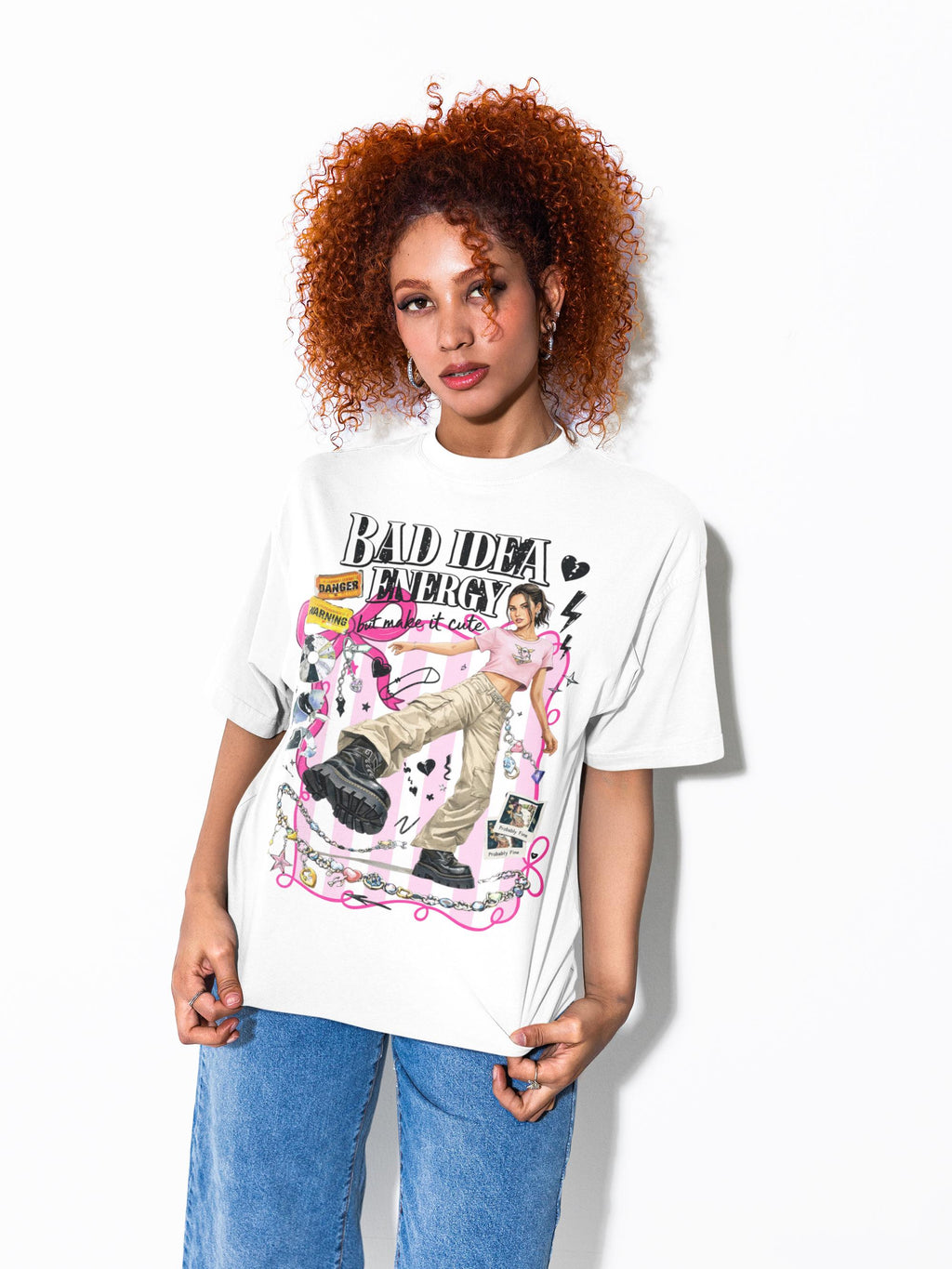 Bad Idea Energy Graphic Tee | Skater Girl Collage, Pink Accents