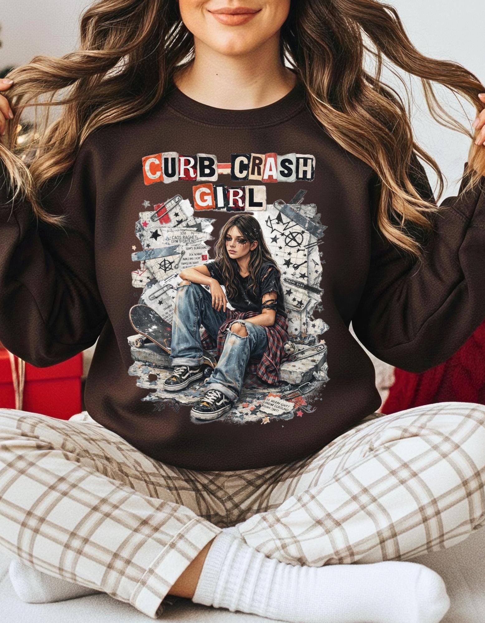 Curb Crash Girl sweatshirt | vintage grunge graphic crewneck