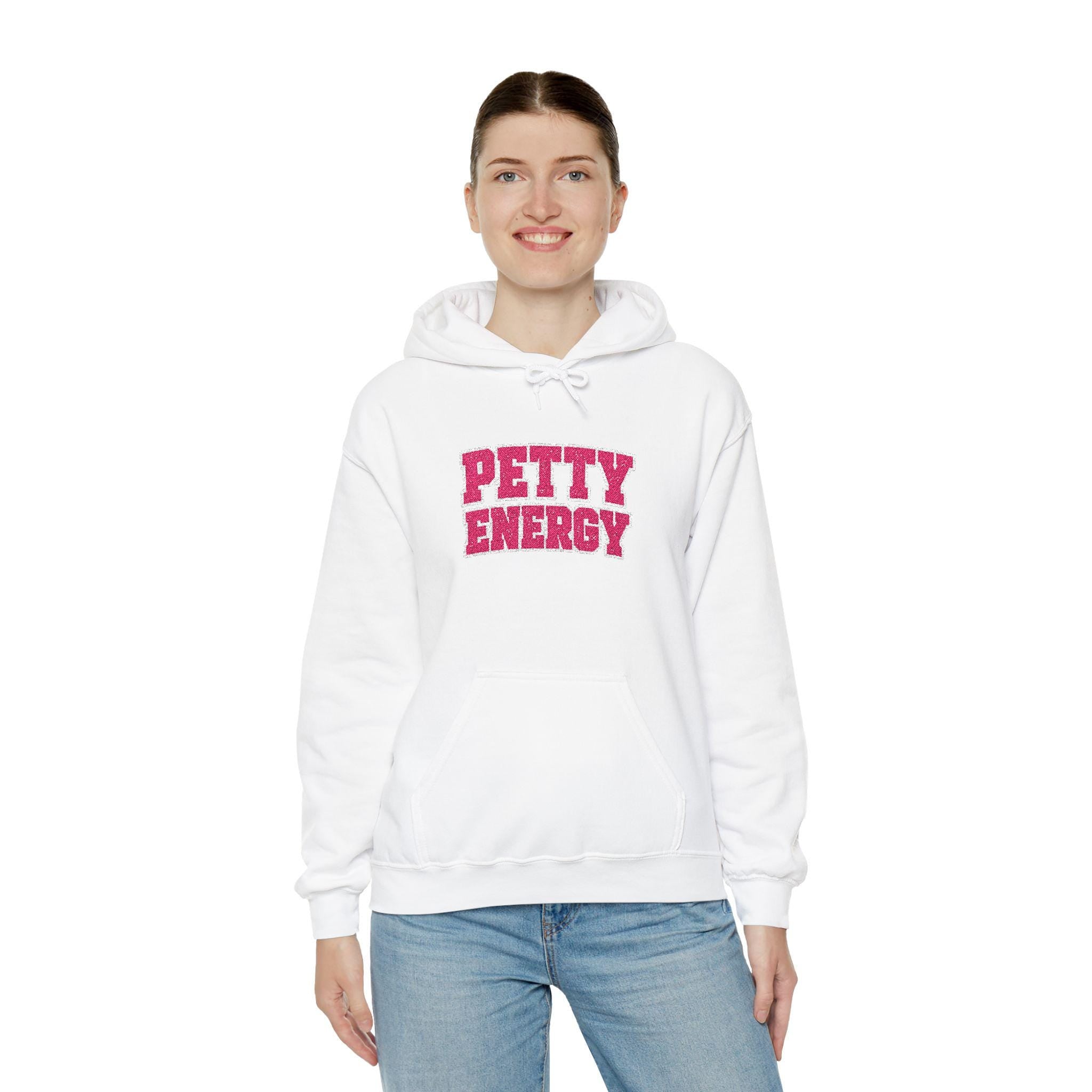 Faux Rhinestone embroidered "Petty Energy" Hoodie | Bling Pet Attitude Sweatshirt