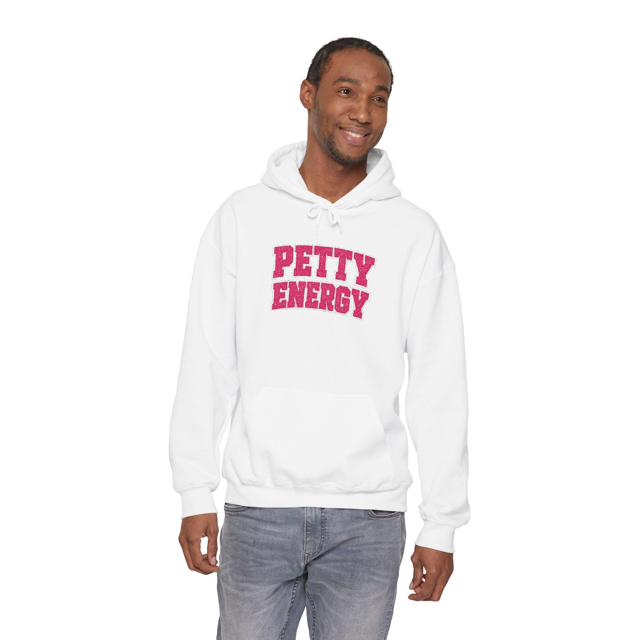 Faux Rhinestone embroidered "Petty Energy" Hoodie | Bling Pet Attitude Sweatshirt