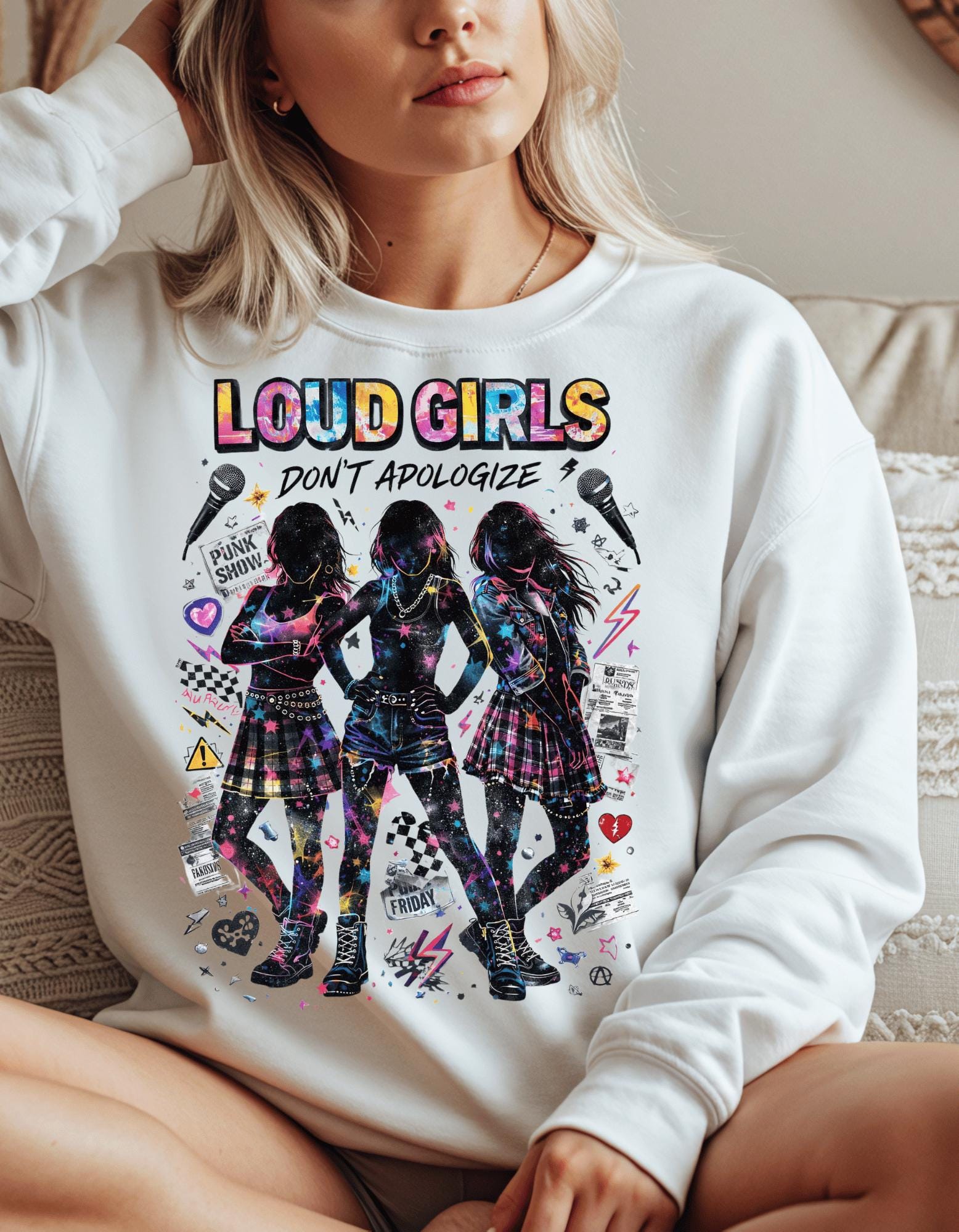 Loud Girls Don't Apologize Sweatshirt | Feminist Silhouette Graphic