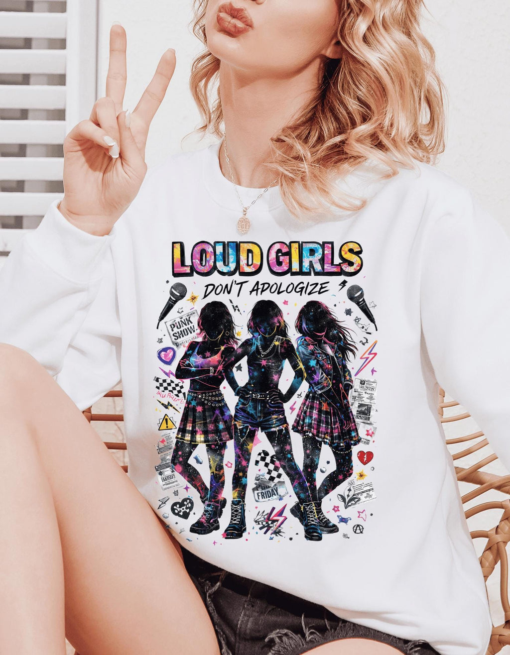 Loud Girls Don't Apologize Sweatshirt | Feminist Silhouette Graphic