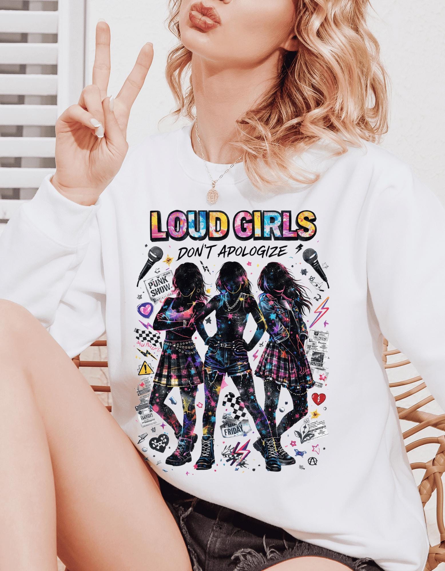 Loud Girls Don't Apologize Sweatshirt | Feminist Silhouette Graphic