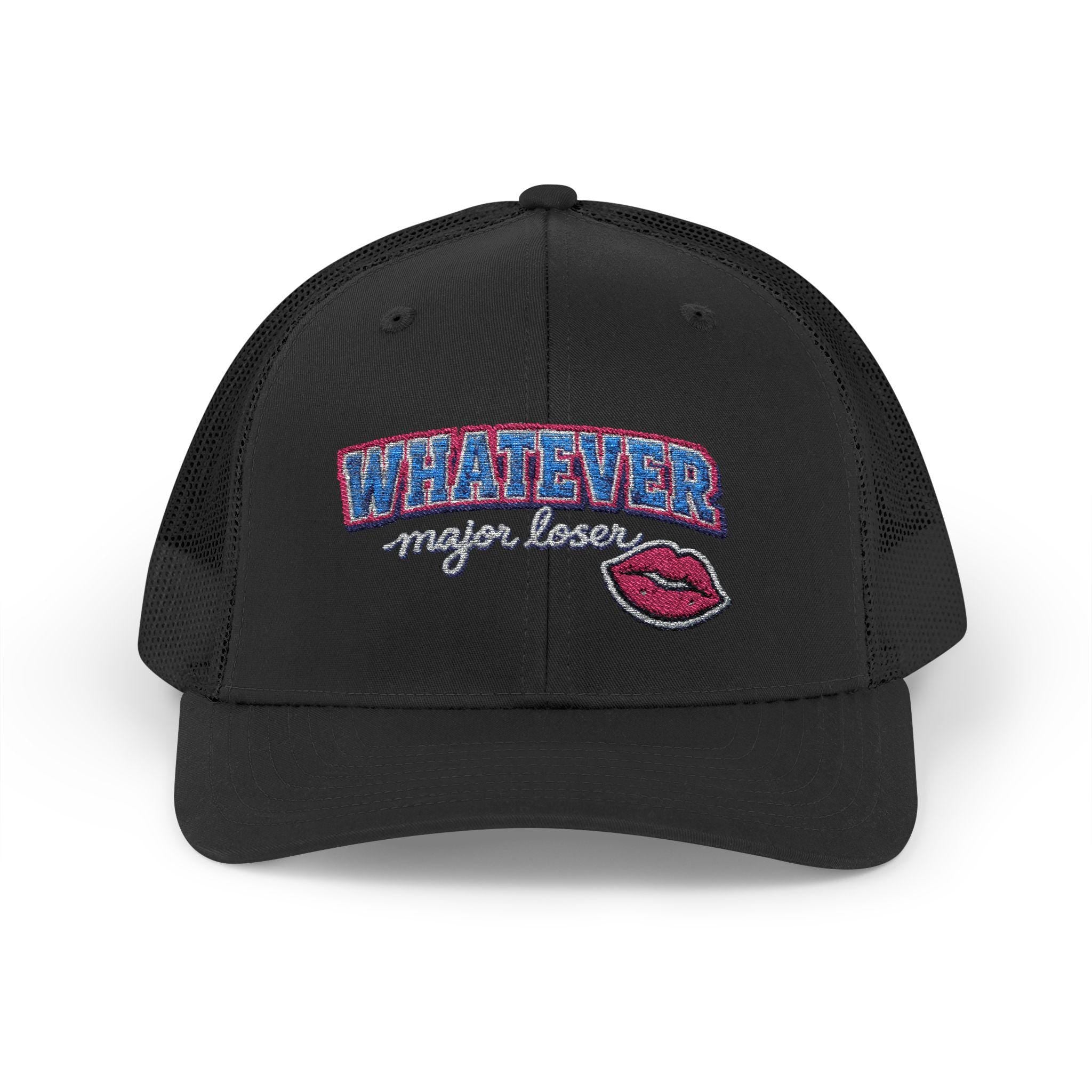 Whatever Maybe Later Snapback Cap | Embroidered Lip Patch, Sassy Text