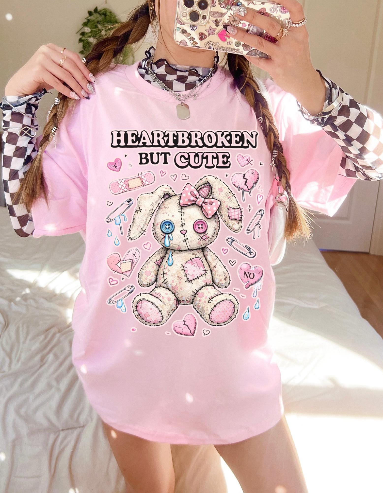 Heartbroken But Cute bunny plush T-Shirt | kawaii sad stuffed animal design