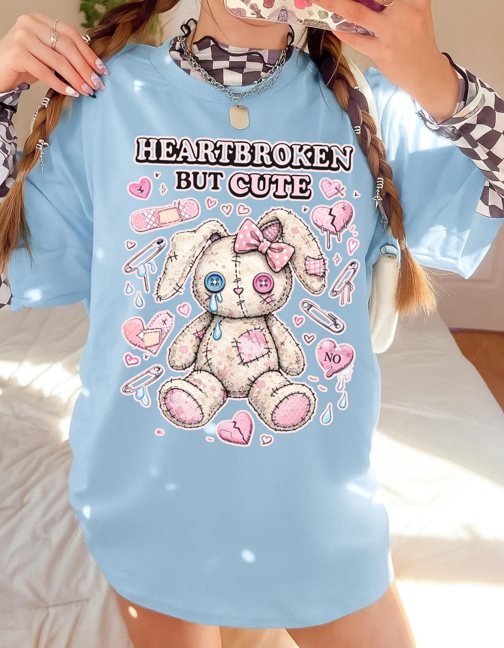 Heartbroken But Cute bunny plush T-Shirt | kawaii sad stuffed animal design