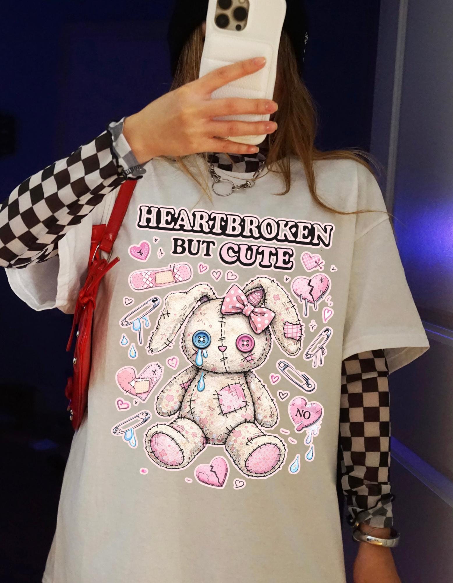Heartbroken But Cute bunny plush T-Shirt | kawaii sad stuffed animal design