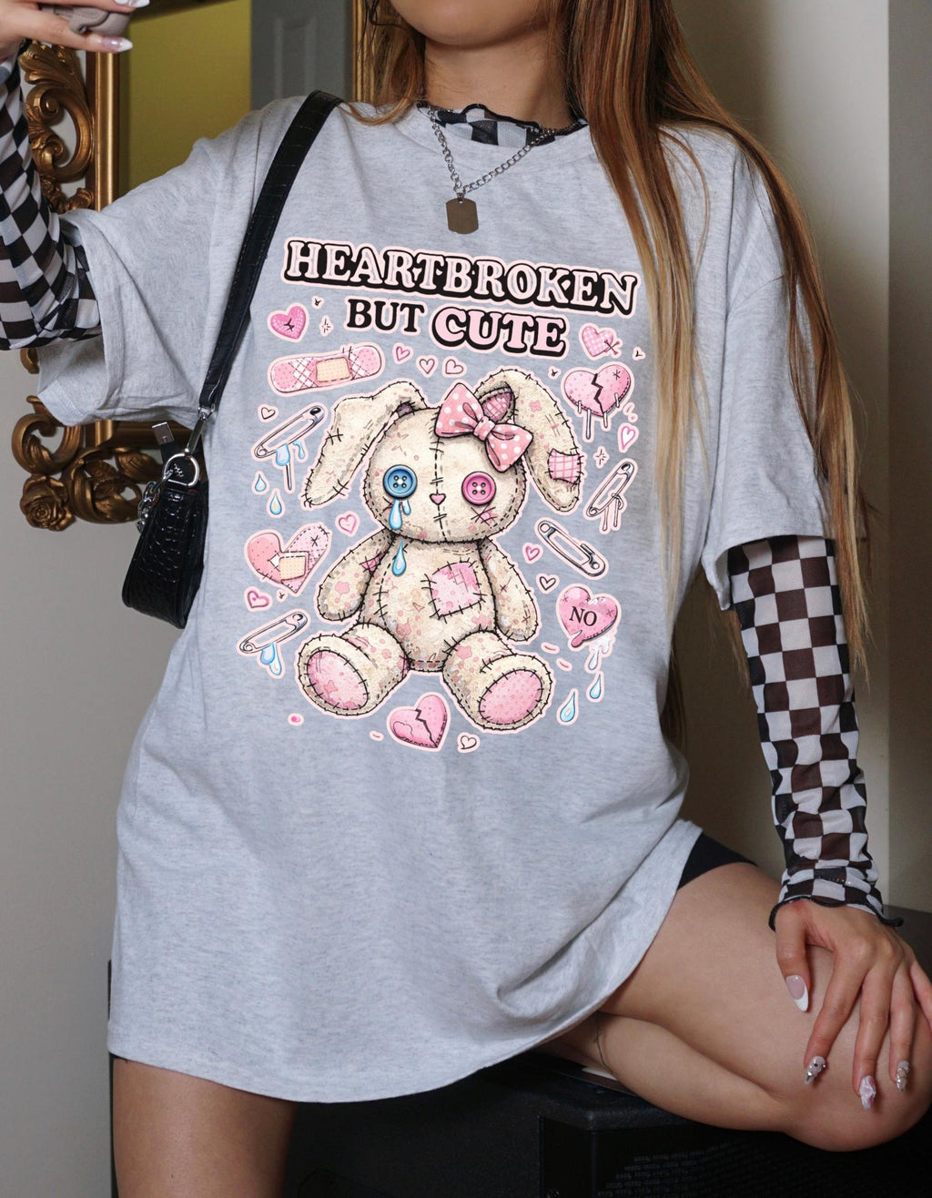 Heartbroken But Cute bunny plush T-Shirt | kawaii sad stuffed animal design