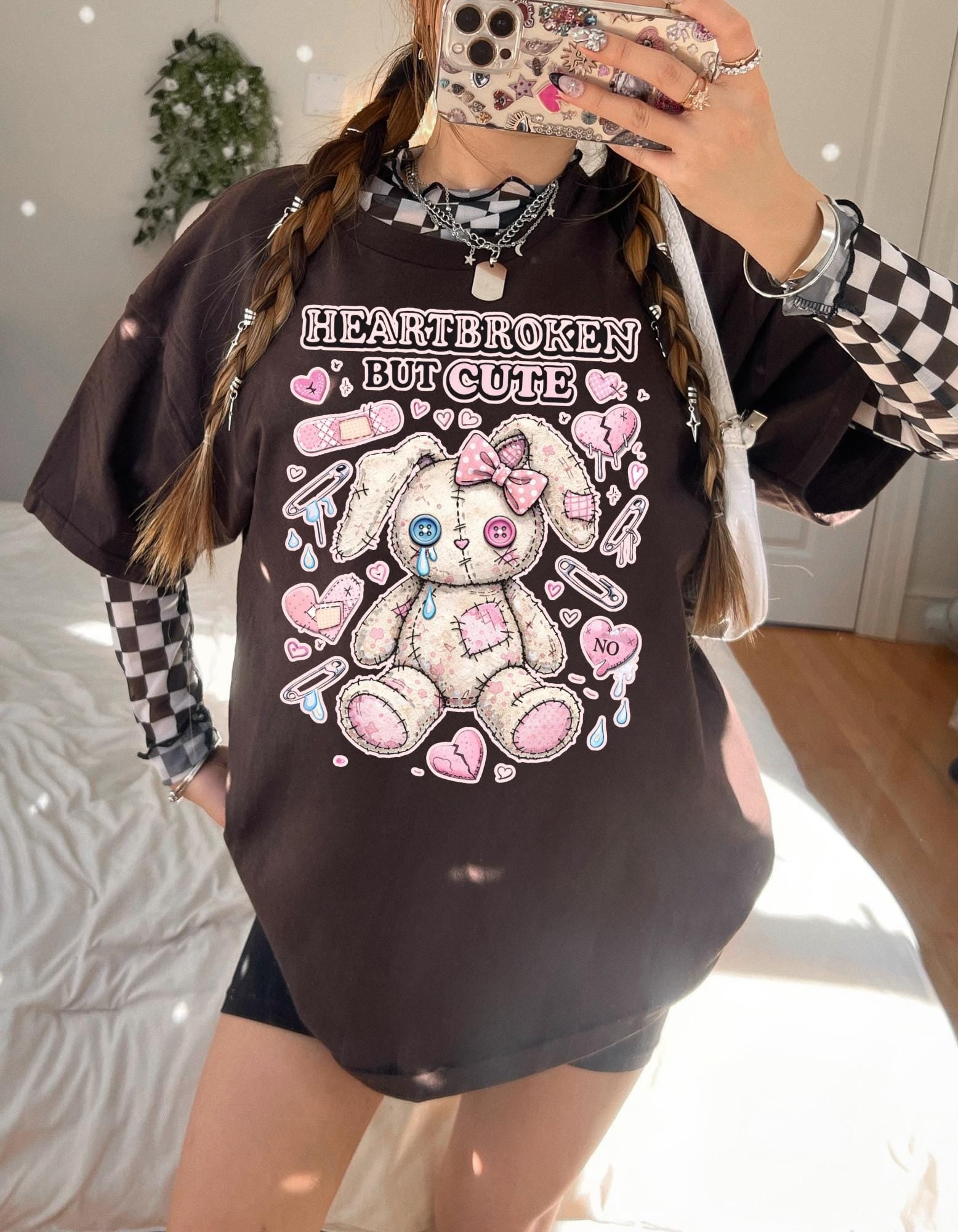 Heartbroken But Cute bunny plush T-Shirt | kawaii sad stuffed animal design
