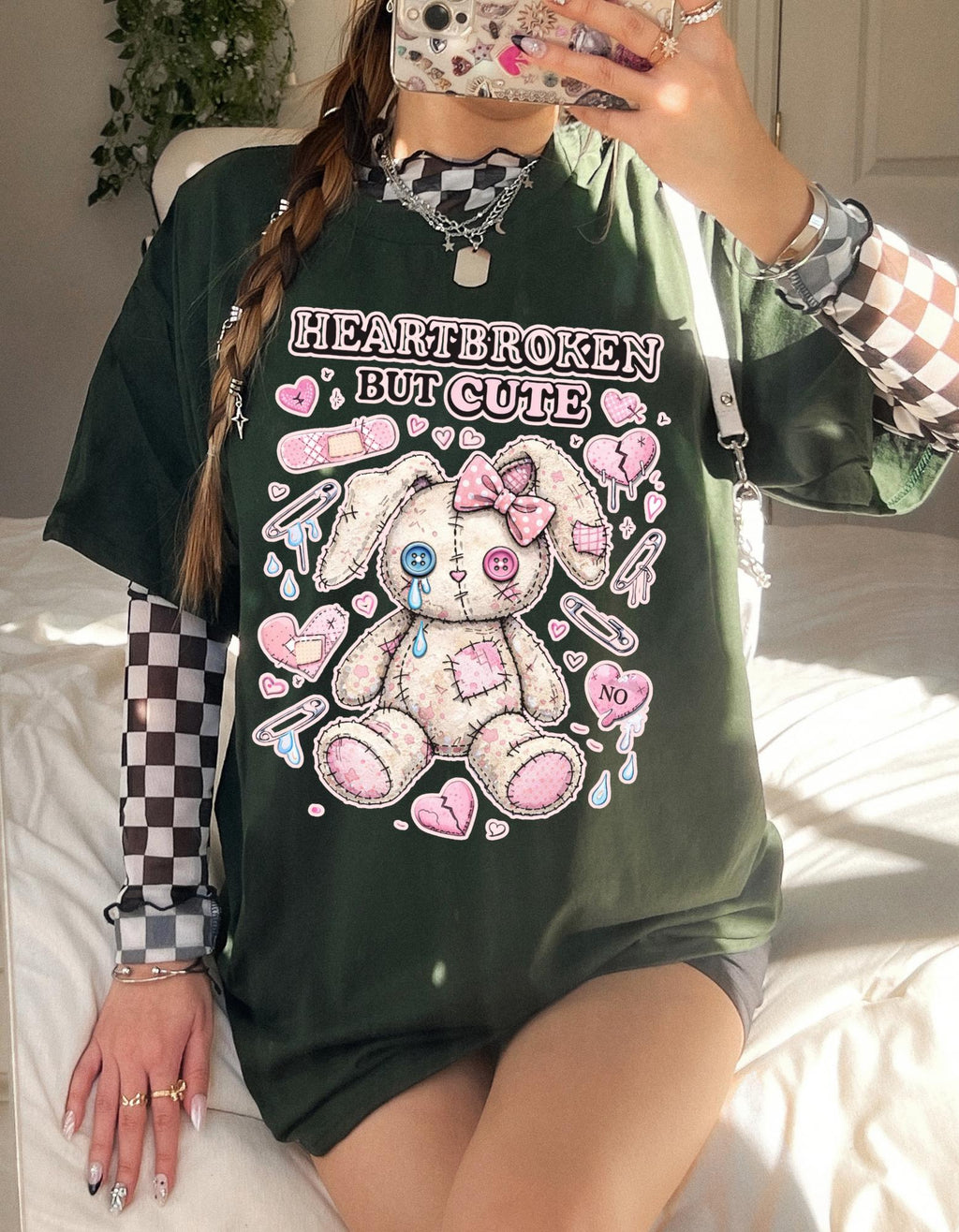 Heartbroken But Cute bunny plush T-Shirt | kawaii sad stuffed animal design