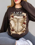 Lace Before Love corset illustration Sweatshirt | vintage Victorian rose fashion