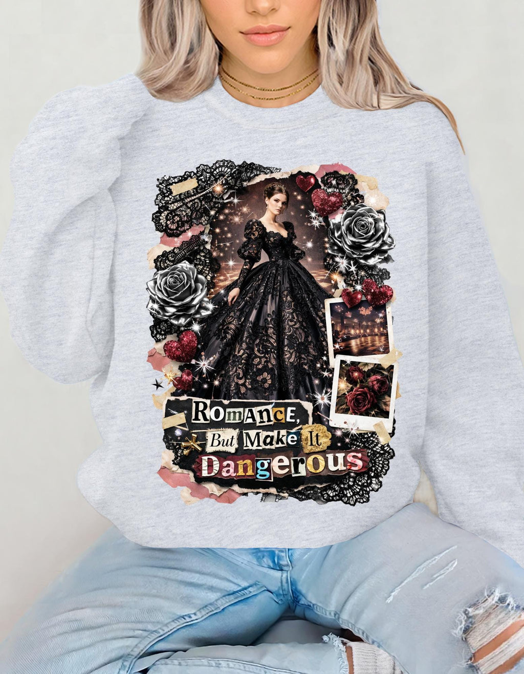 Gothic Regency Romance Crewneck Sweatshirt | Dark Romance Aesthetic