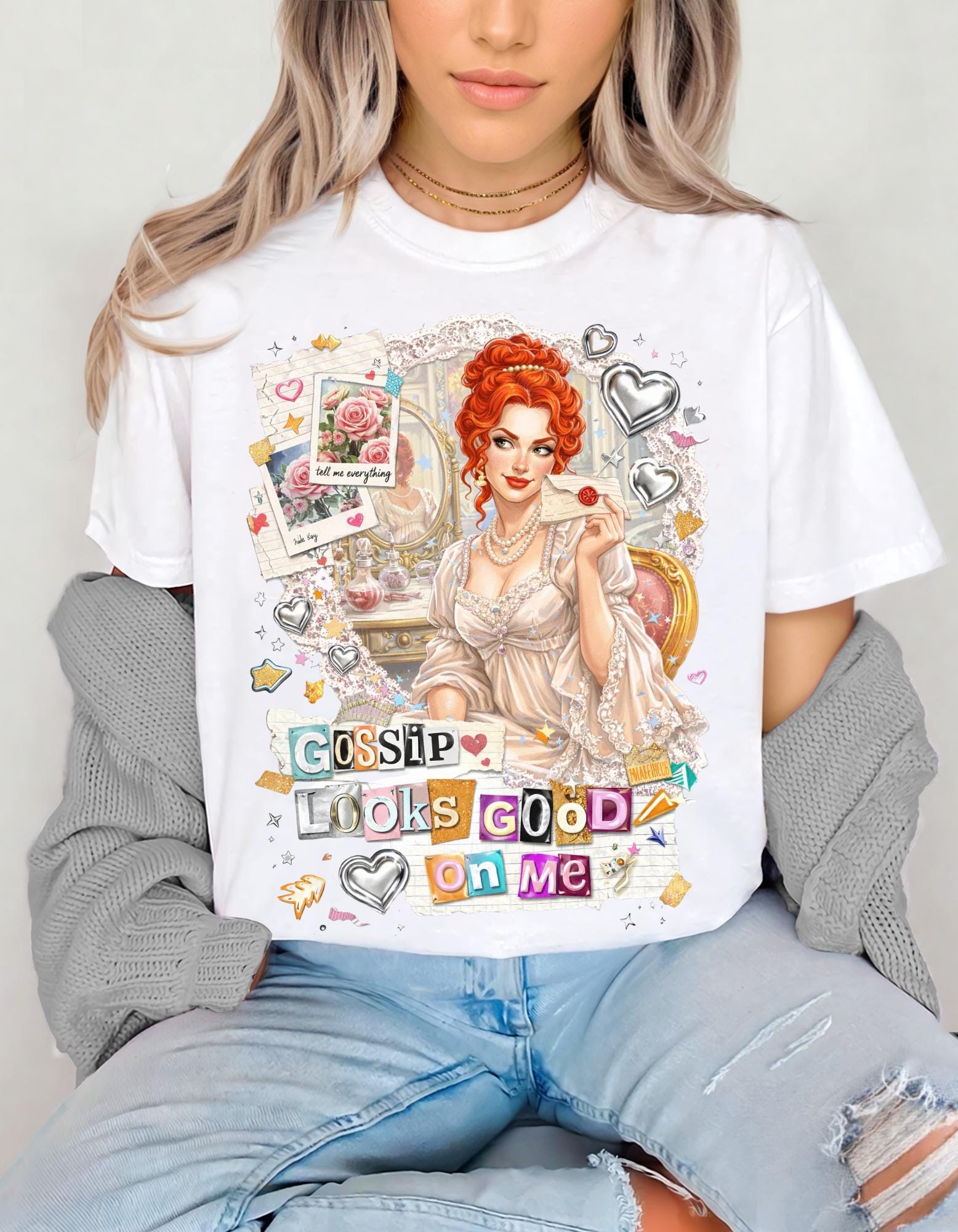Gossip Looks Good On Me Tee | Vintage Pinup Woman Illustration