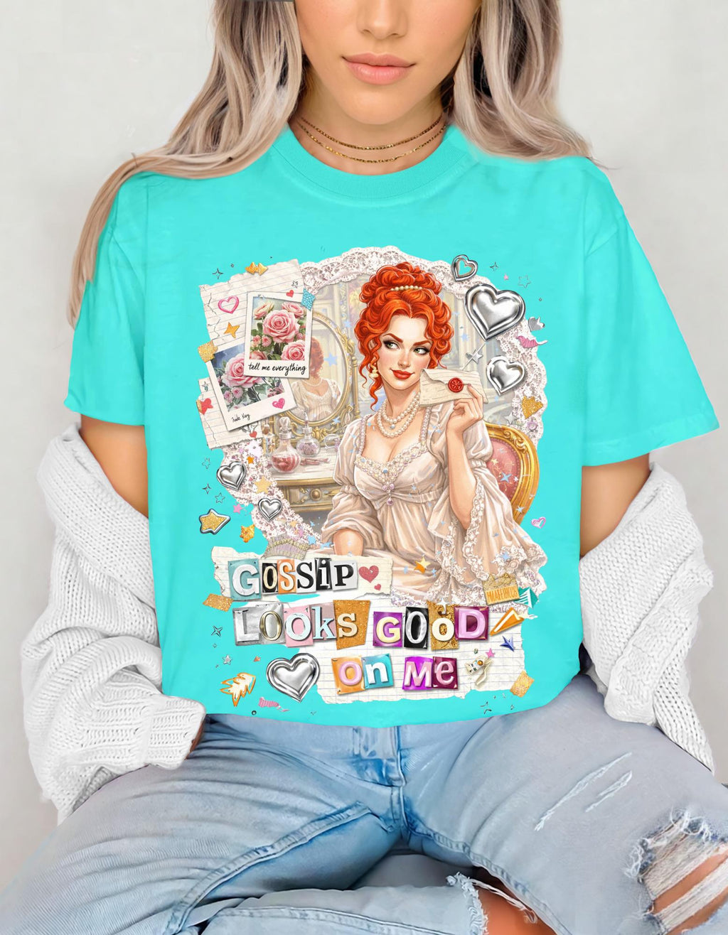 Gossip Looks Good On Me Tee | Vintage Pinup Woman Illustration