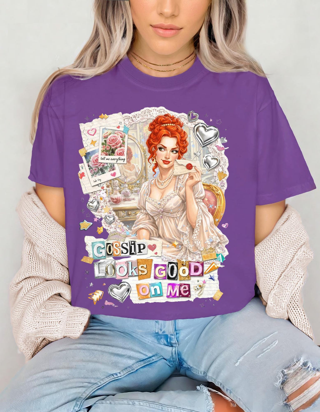 Gossip Looks Good On Me Tee | Vintage Pinup Woman Illustration