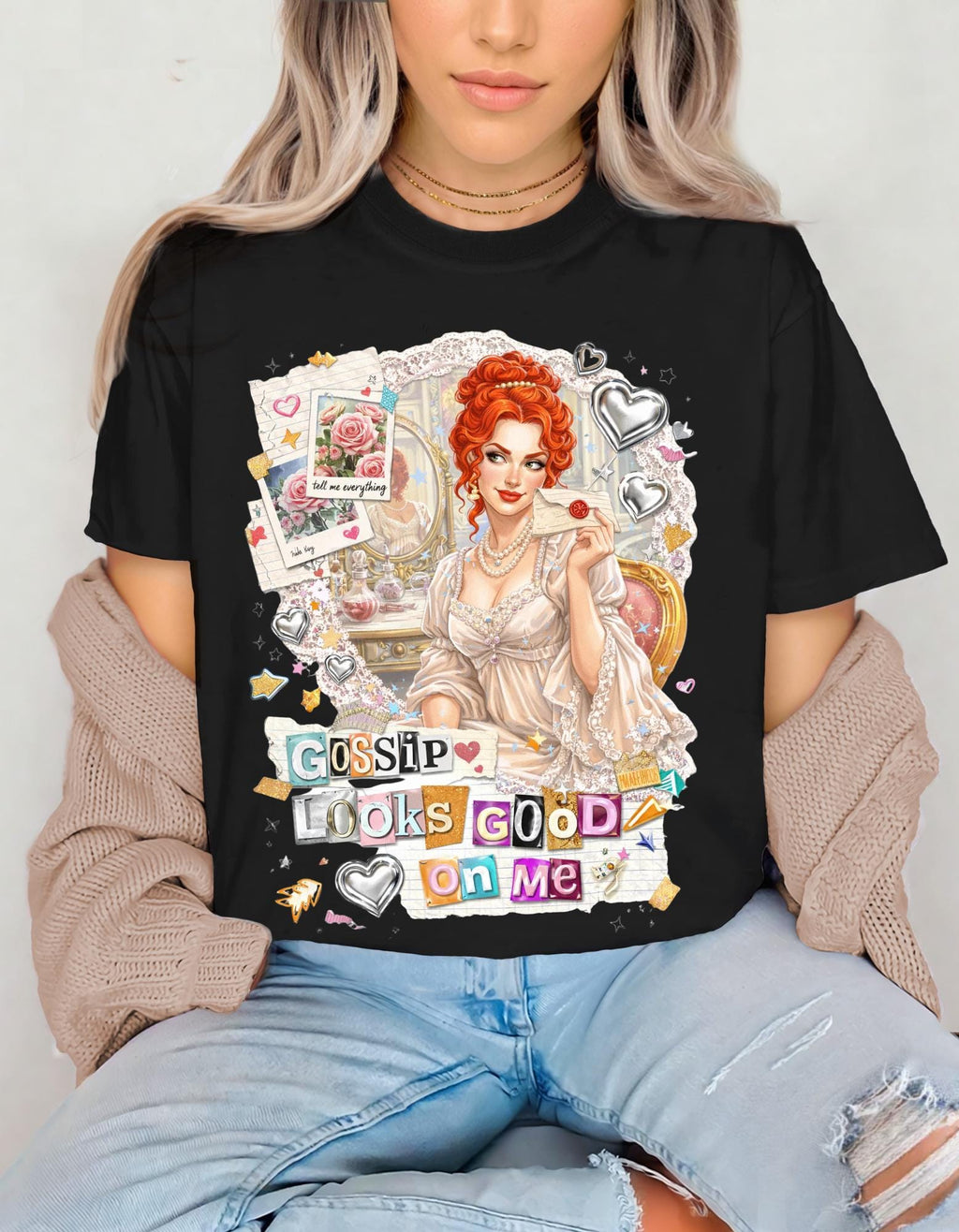 Gossip Looks Good On Me Tee | Vintage Pinup Woman Illustration
