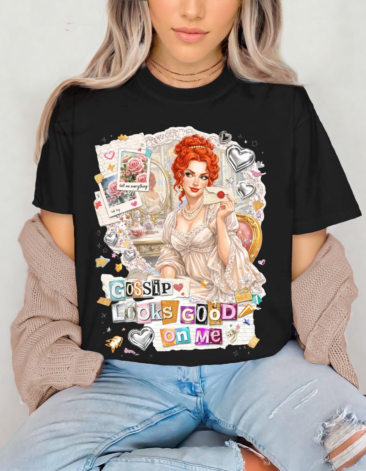 Gossip Looks Good On Me Tee | Vintage Pinup Woman Illustration