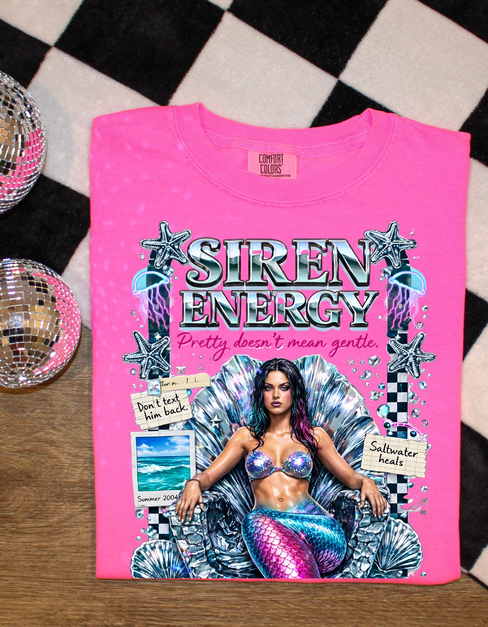 Siren Energy Mermaid Graphic Tee | Vintage Collage Illustration T-Shirt