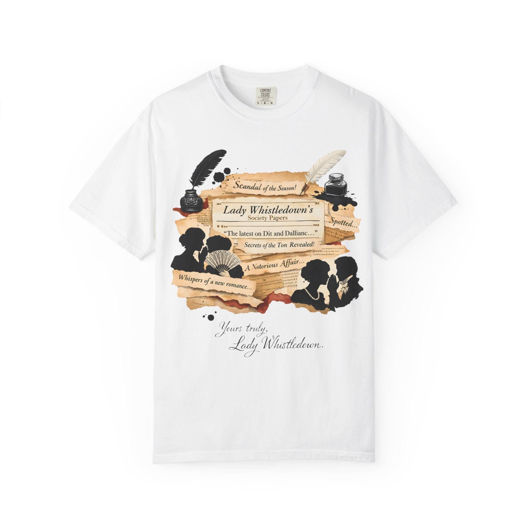 Victorian Lady Silhouettes T-Shirt | Vintage Quill & Floral Novelty Tee