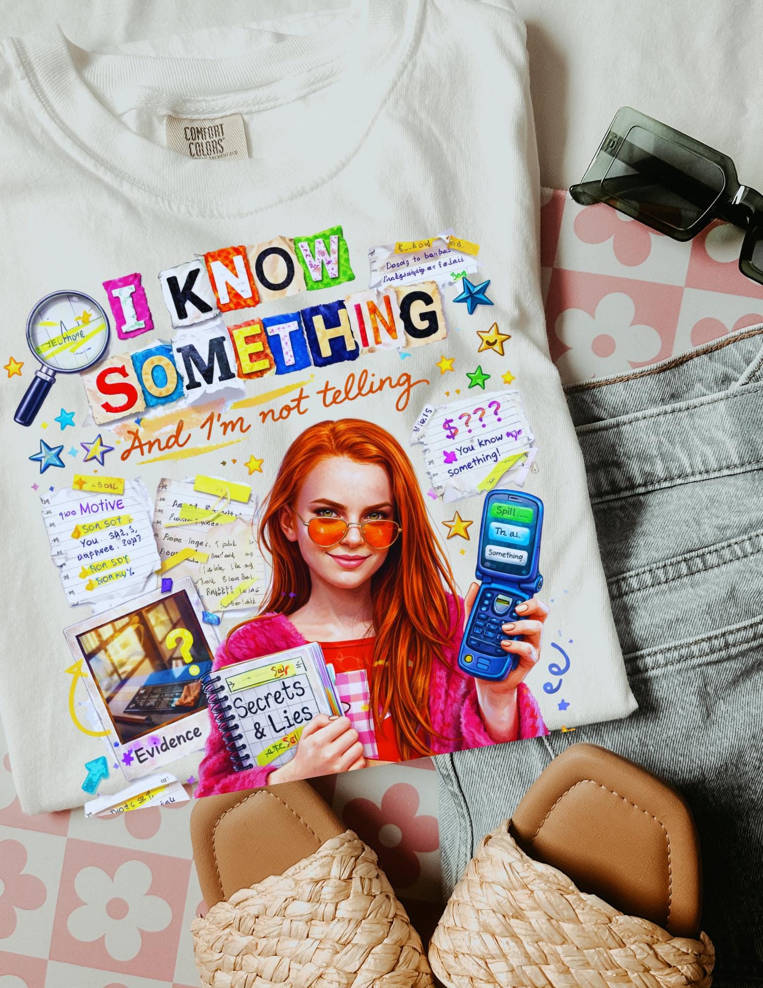 I Know Something And Im Not Telling Graphic Tee | Y2K Mystery Girl Shirt | 2000s Nostalgia Comfort Colors Tee