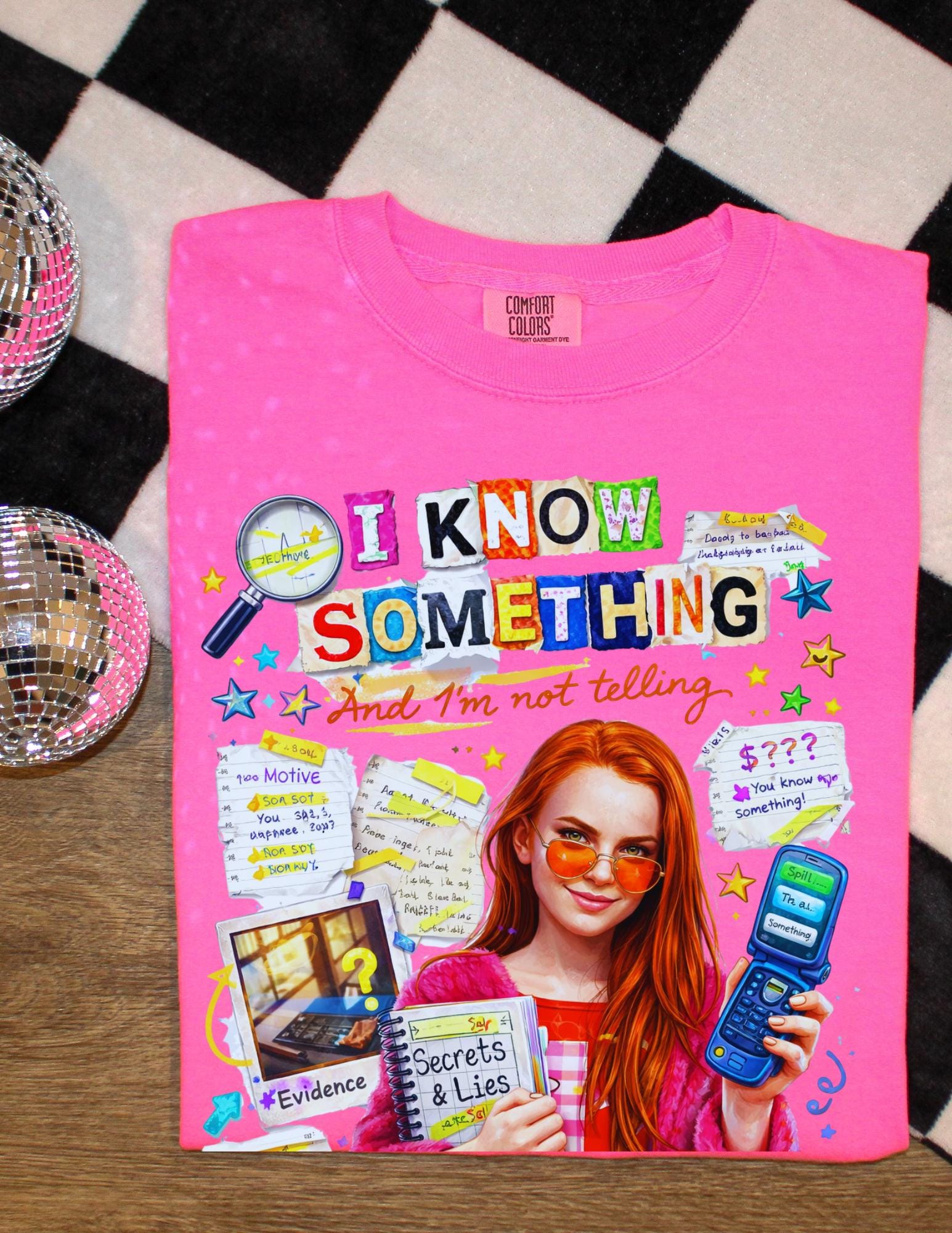 I Know Something And Im Not Telling Graphic Tee | Y2K Mystery Girl Shirt | 2000s Nostalgia Comfort Colors Tee