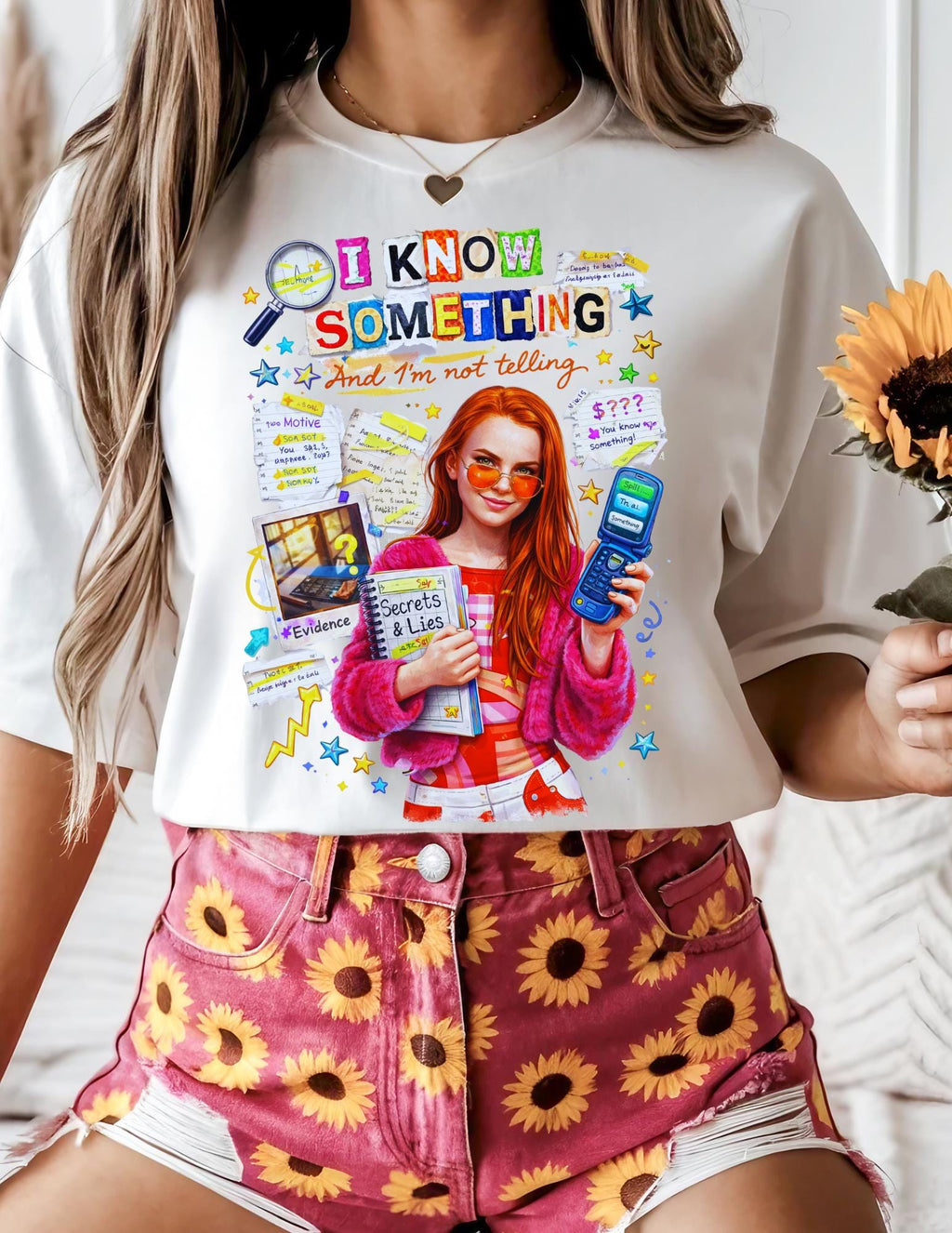 I Know Something And Im Not Telling Graphic Tee | Y2K Mystery Girl Shirt | 2000s Nostalgia Comfort Colors Tee