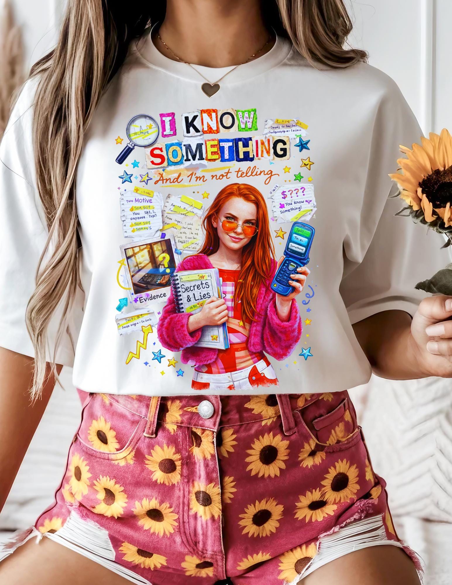 I Know Something And Im Not Telling Graphic Tee | Y2K Mystery Girl Shirt | 2000s Nostalgia Comfort Colors Tee