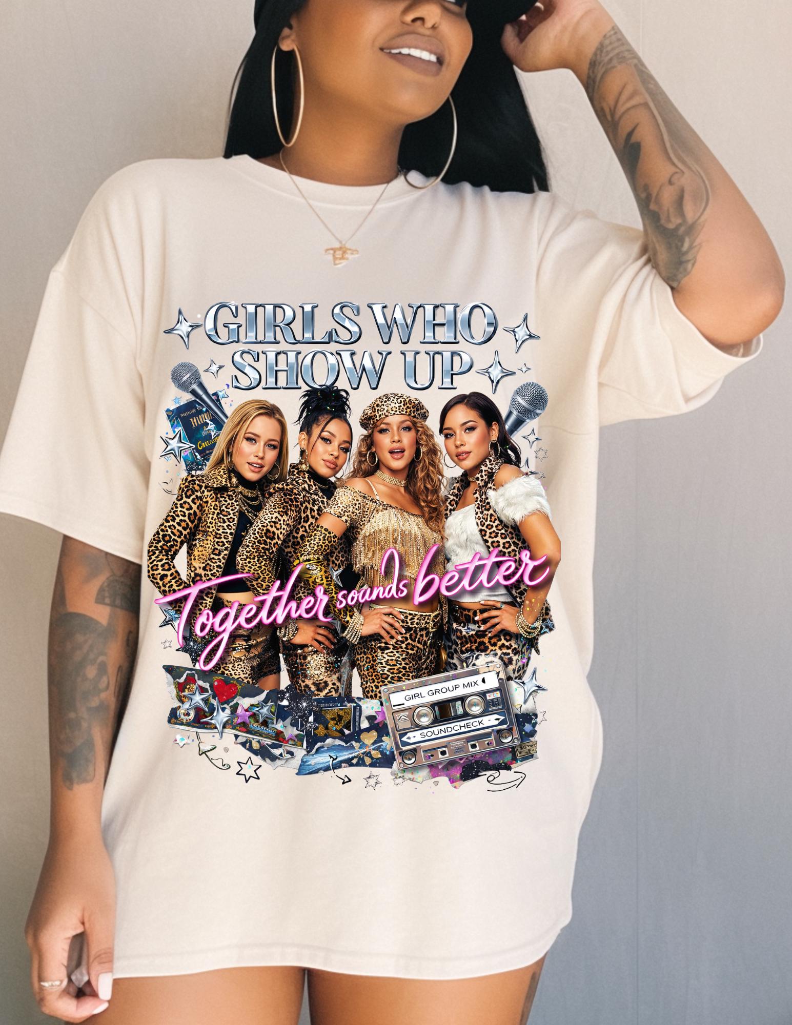 Leopard Girl Group Tee T-Shirt | Girls Who Show Up Y2K Pop Nostalgia Leopard Print