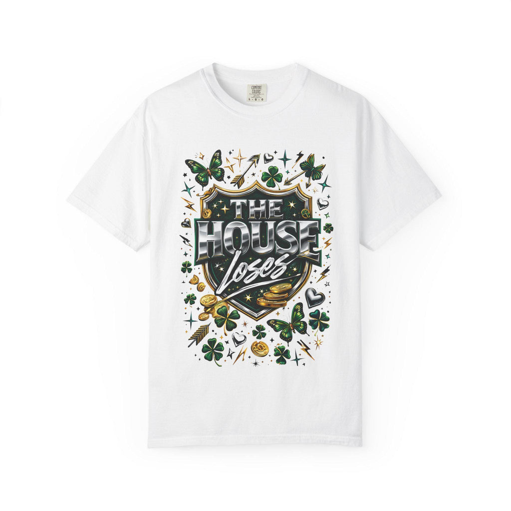 The House Loses T-shirt | Shamrocks, Horseshoe, Poker Chip Design