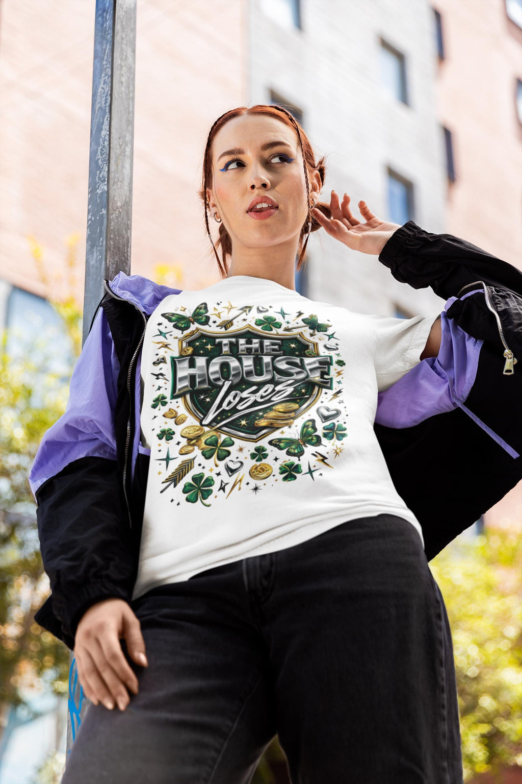 The House Loses T-shirt | Shamrocks, Horseshoe, Poker Chip Design