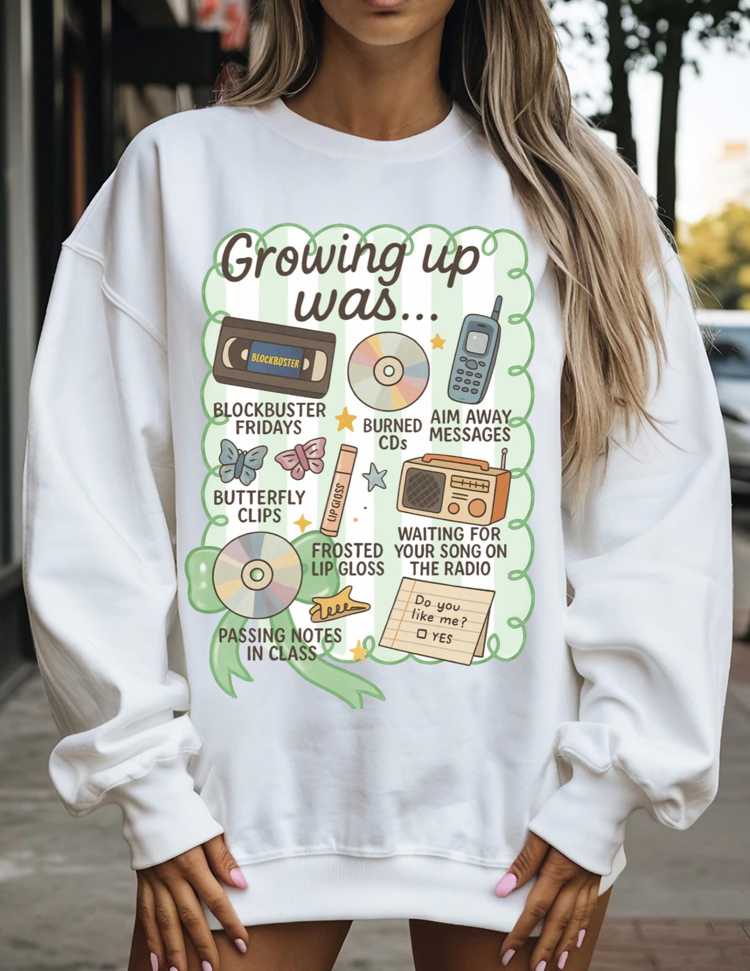 Growing Up Was... Sweatshirt | 90s Nostalgia Icons, Cassette, CD, Tamagotchi