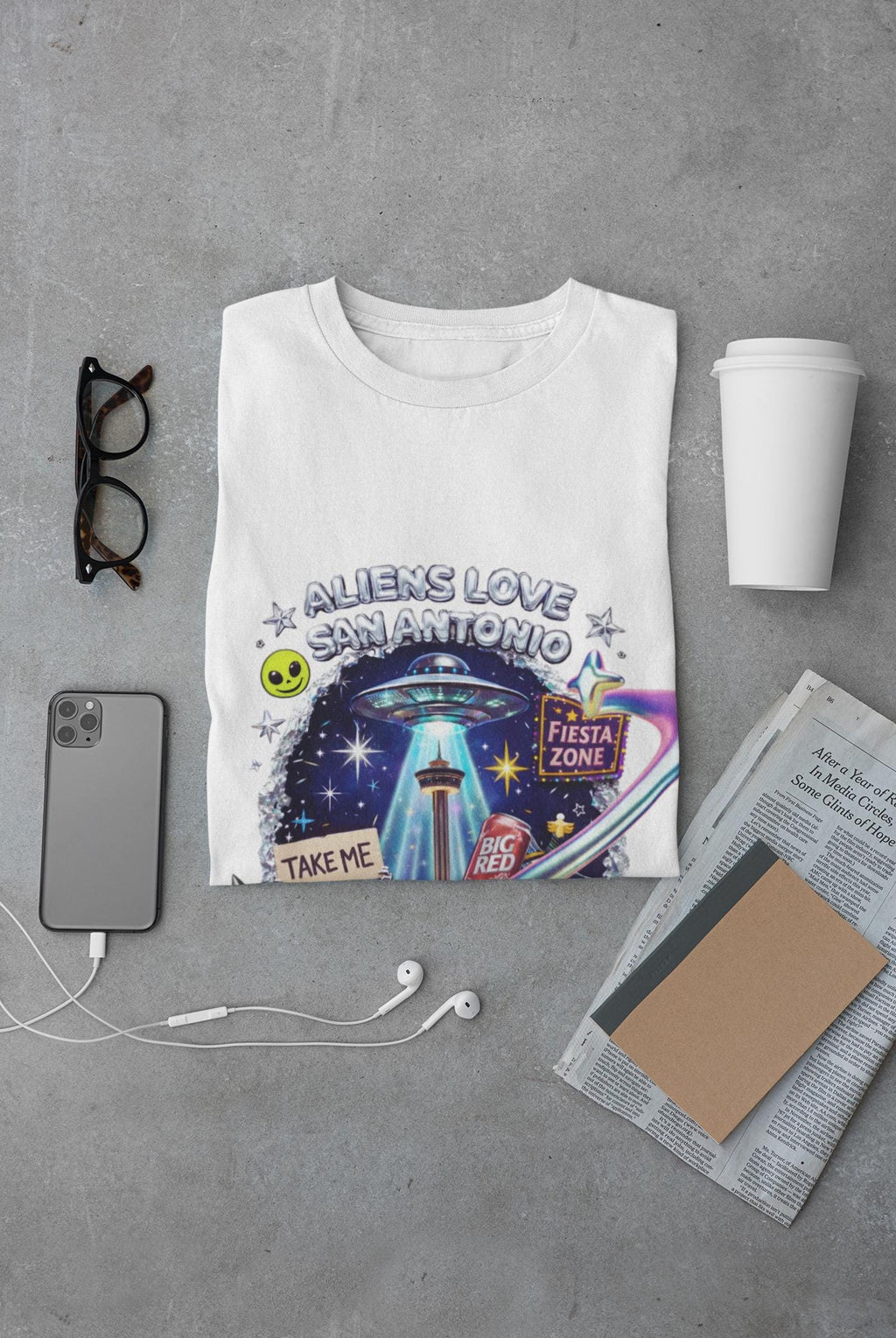 Aliens Love San Antonio T-Shirt | UFO Fiesta Zone Graphic Tee
