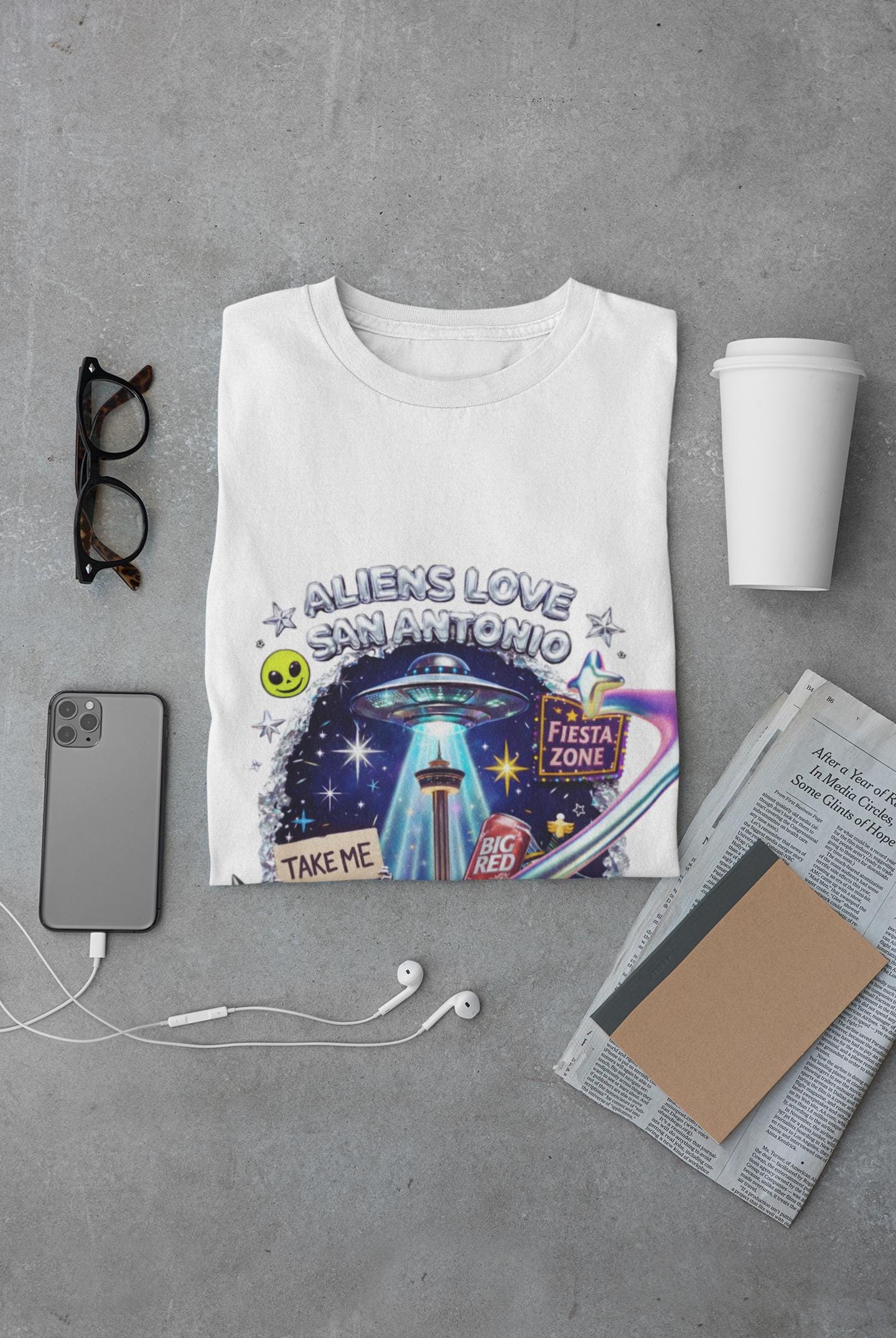 Aliens Love San Antonio T-Shirt | UFO Fiesta Zone Graphic Tee