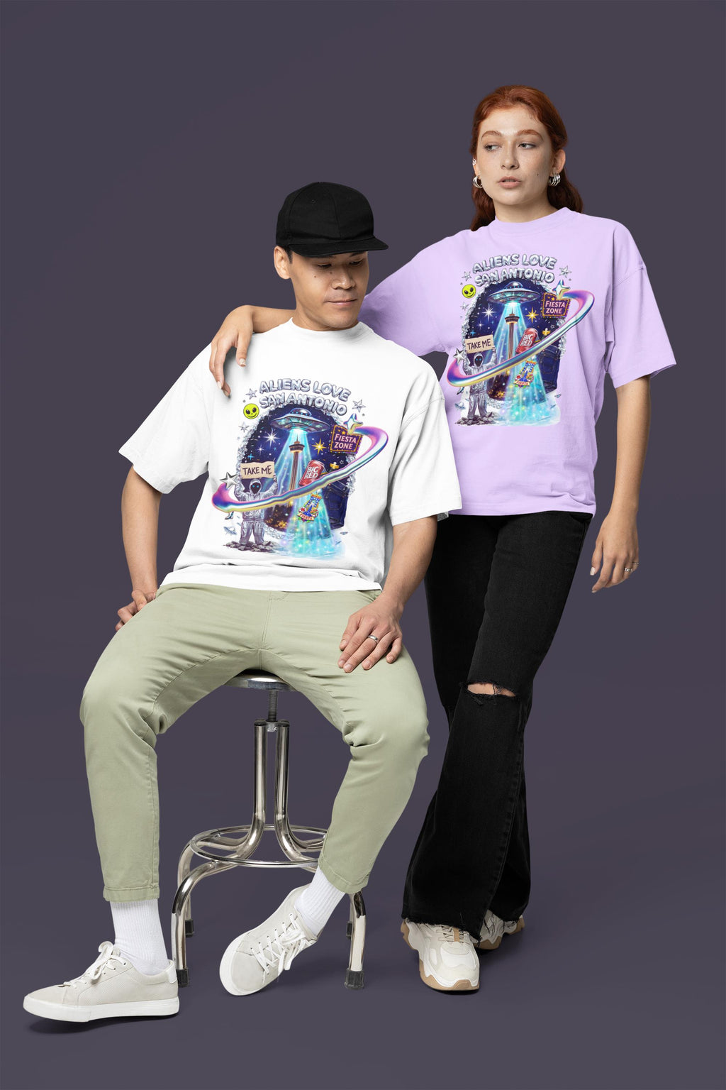 Aliens Love San Antonio T-Shirt | UFO Fiesta Zone Graphic Tee
