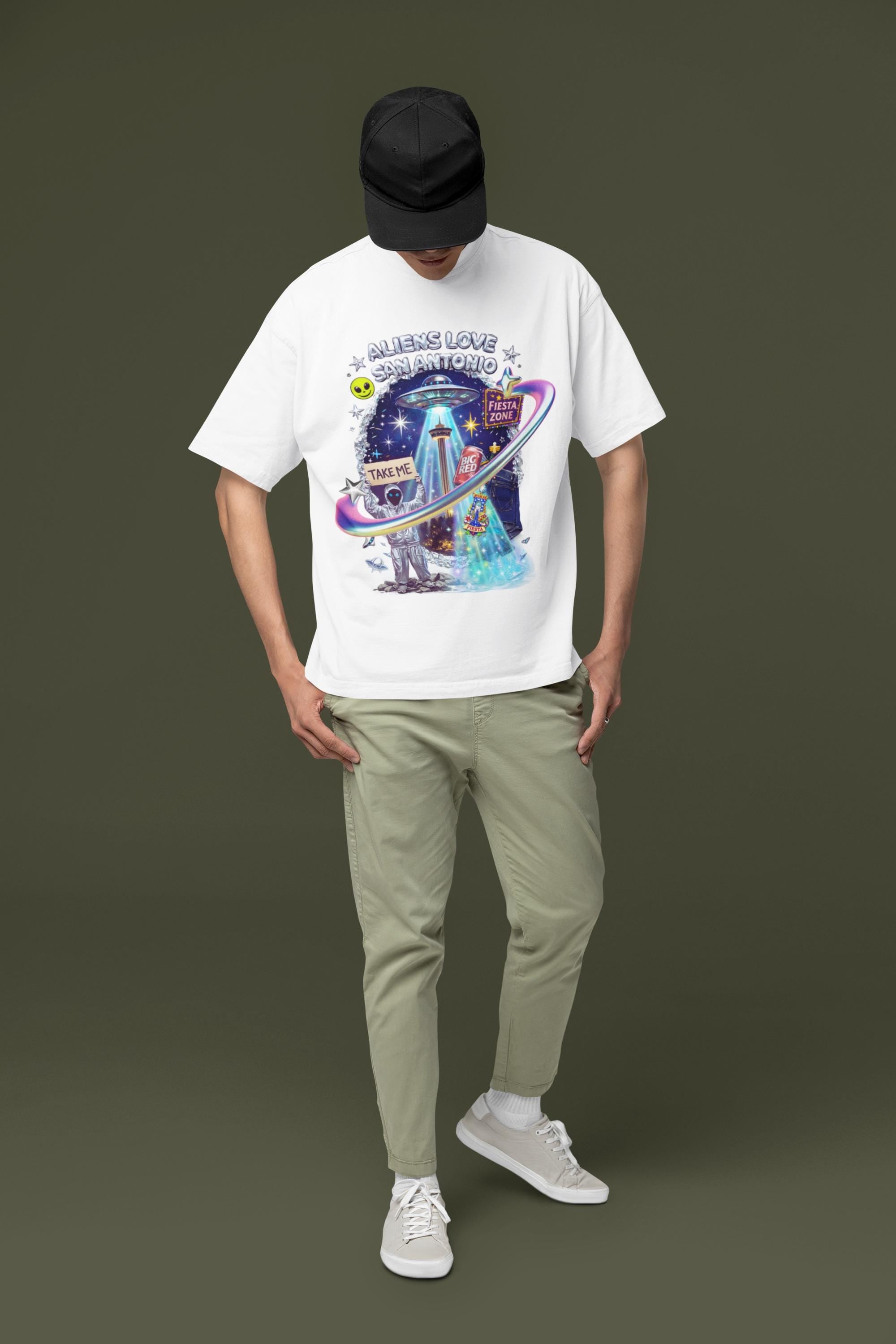 Aliens Love San Antonio T-Shirt | UFO Fiesta Zone Graphic Tee