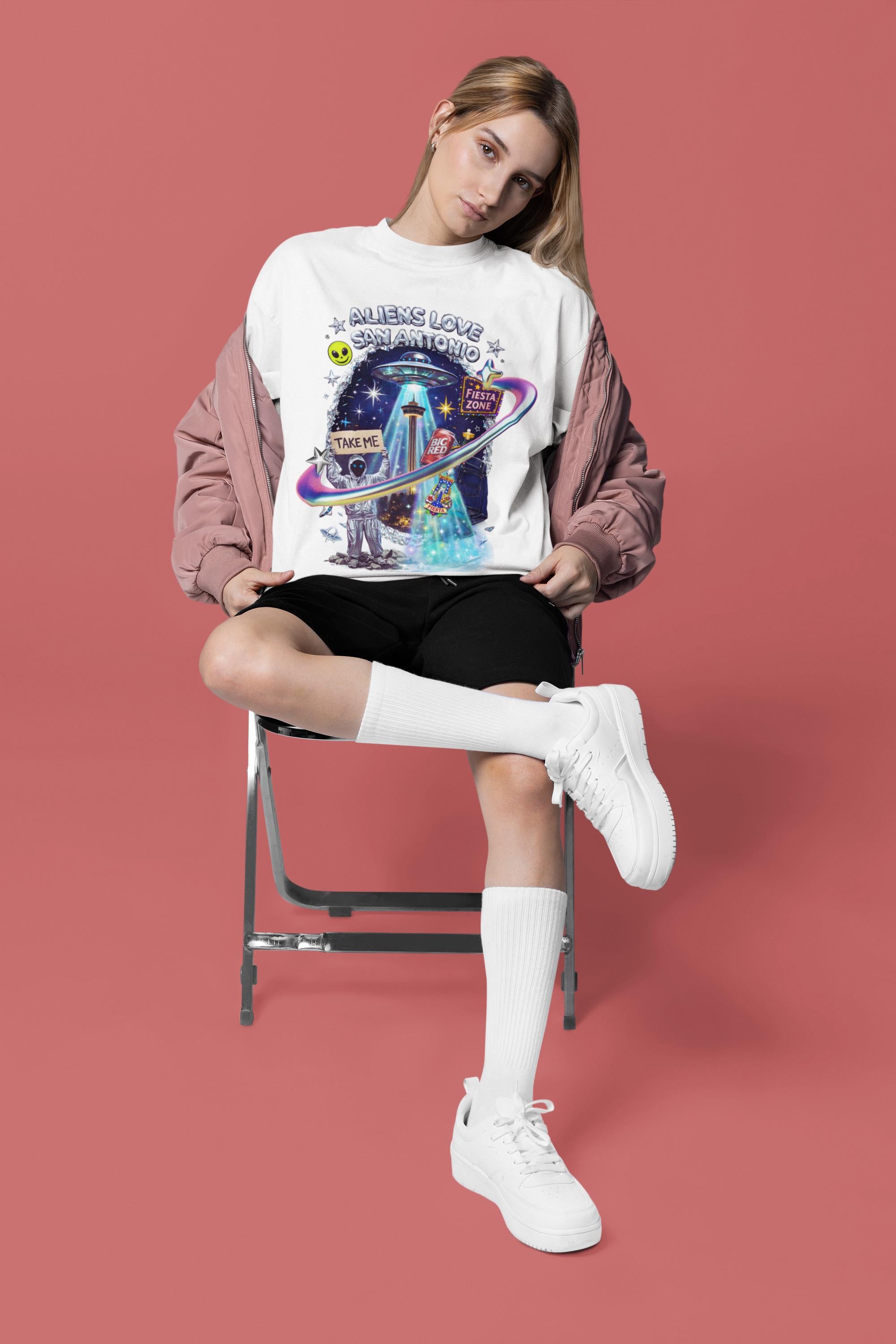 Aliens Love San Antonio T-Shirt | UFO Fiesta Zone Graphic Tee