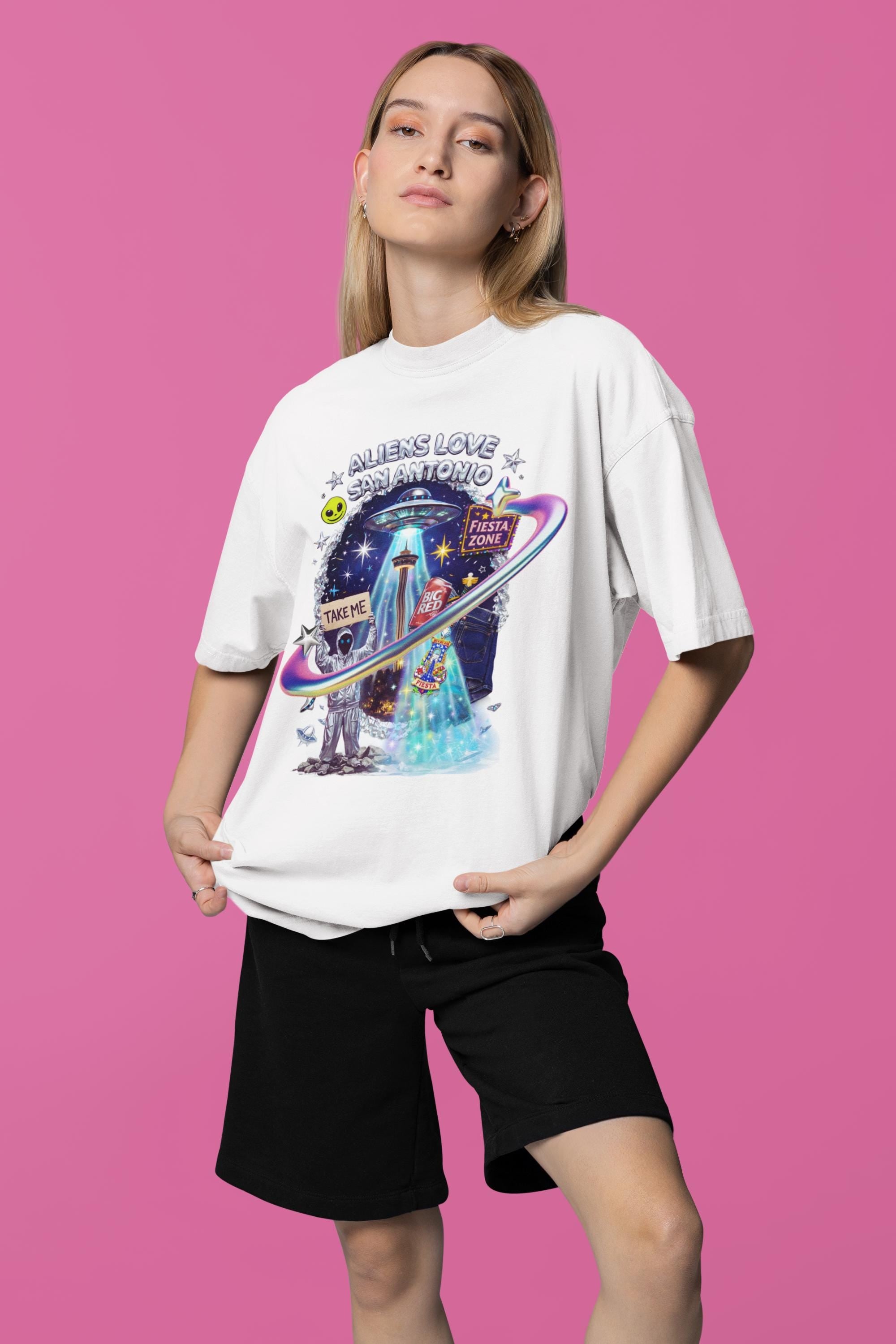 Aliens Love San Antonio T-Shirt | UFO Fiesta Zone Graphic Tee