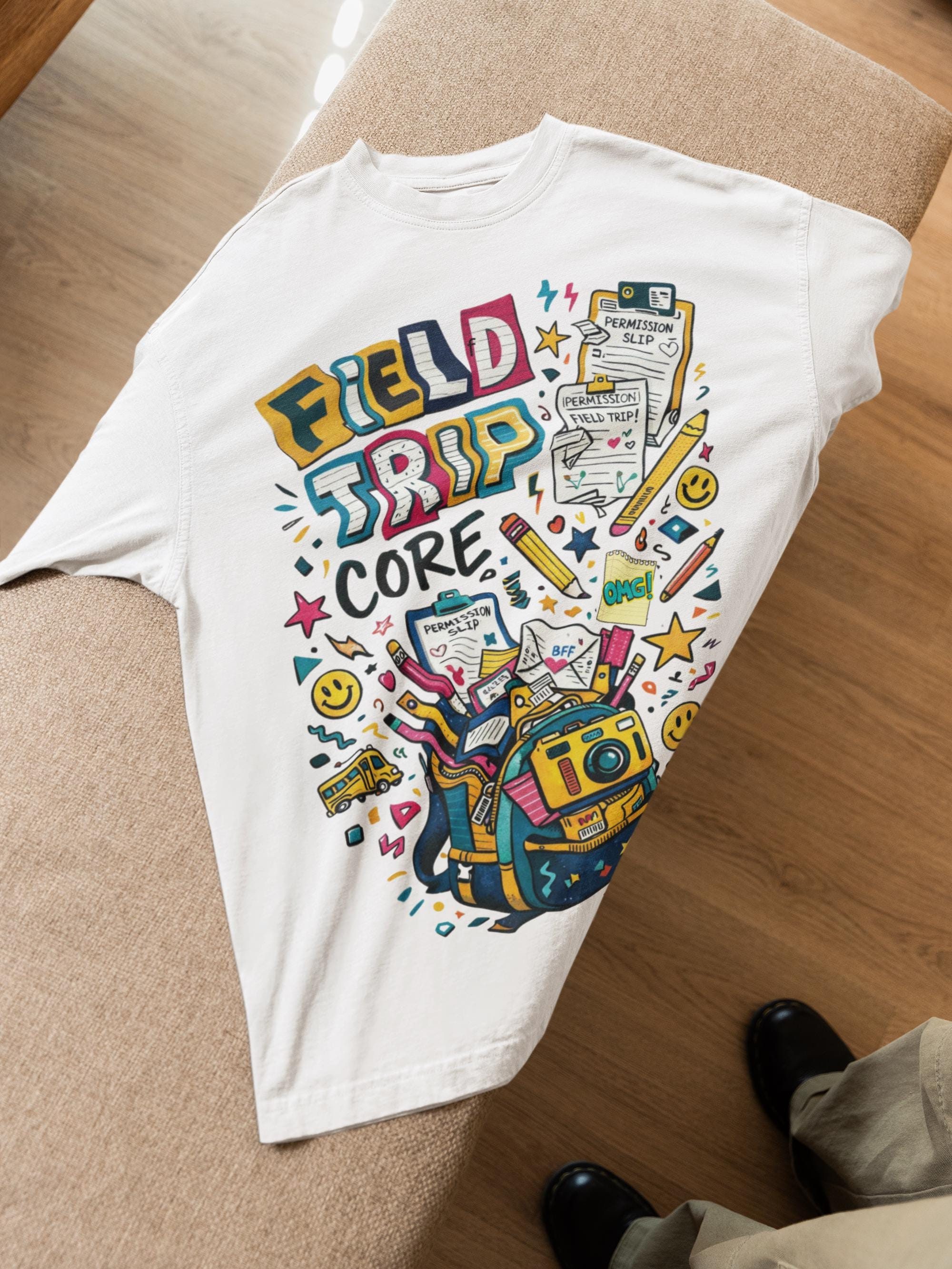 Field Trip Core backpack illustration T-Shirt | school adventure tee