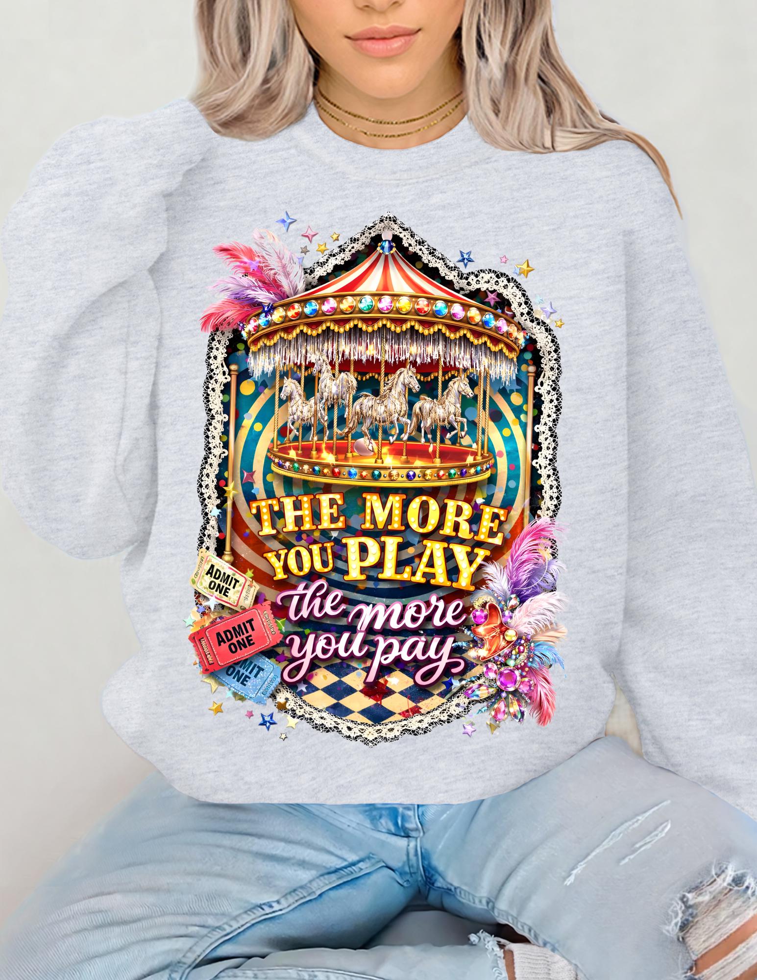 Funhouse Showgirl Crewneck Sweatshirt – Burlesque Graphic Top