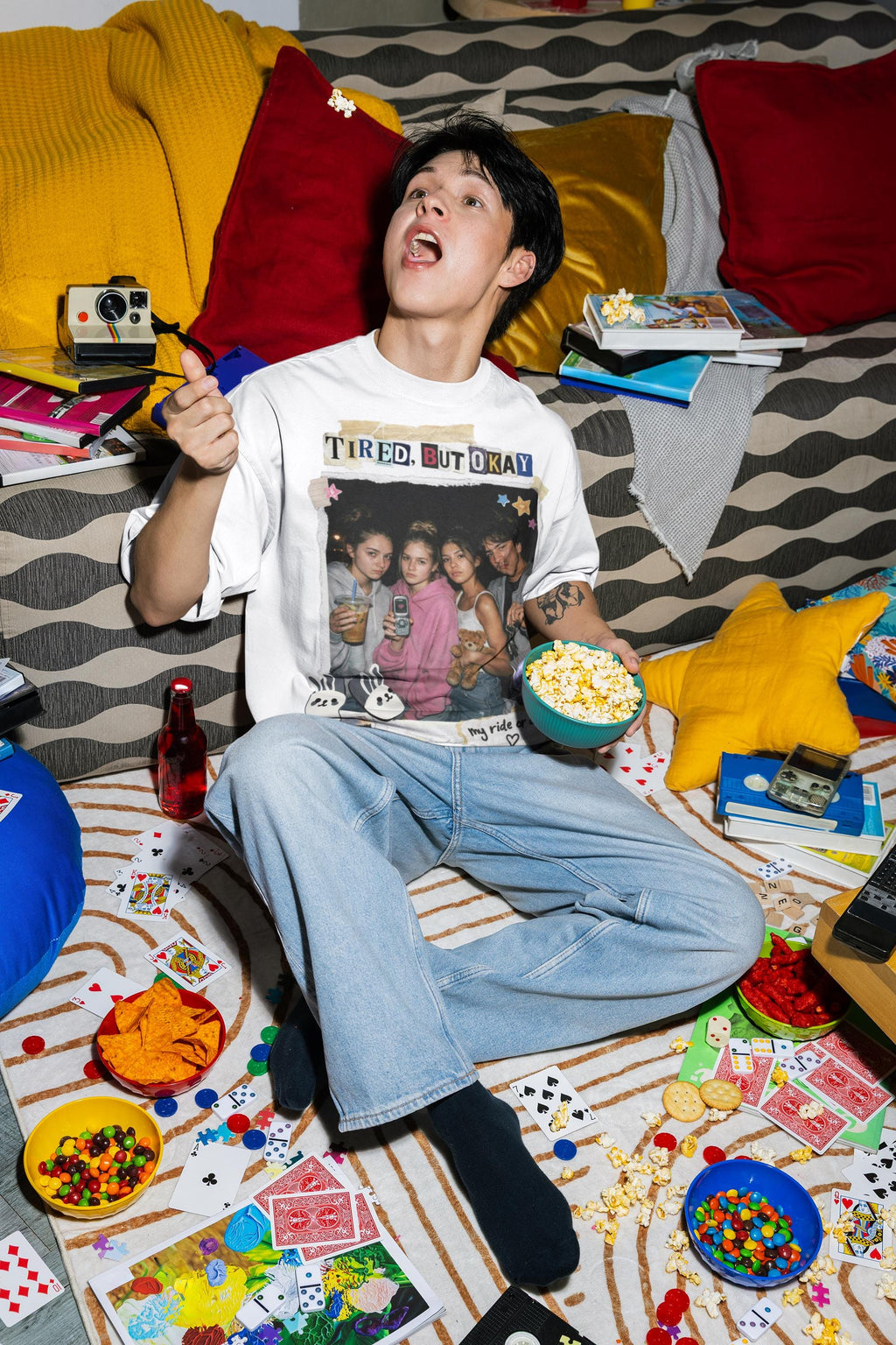 Tired But I'll Rally Graphic Tee | Y2K Zillennial Nostalgia