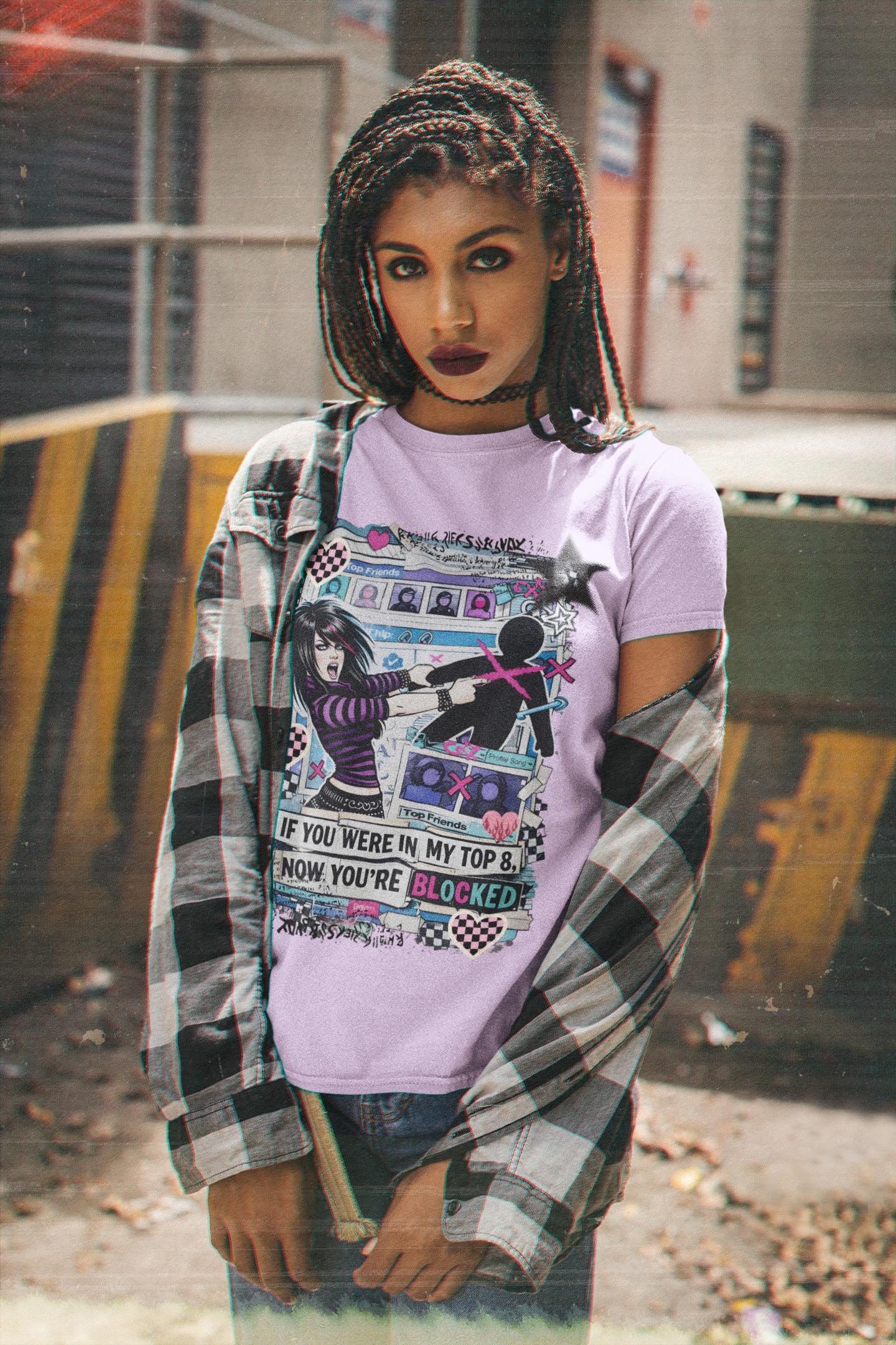 Y2K Emo Graphic Tee | If You Were In My Top 8 Blocked
