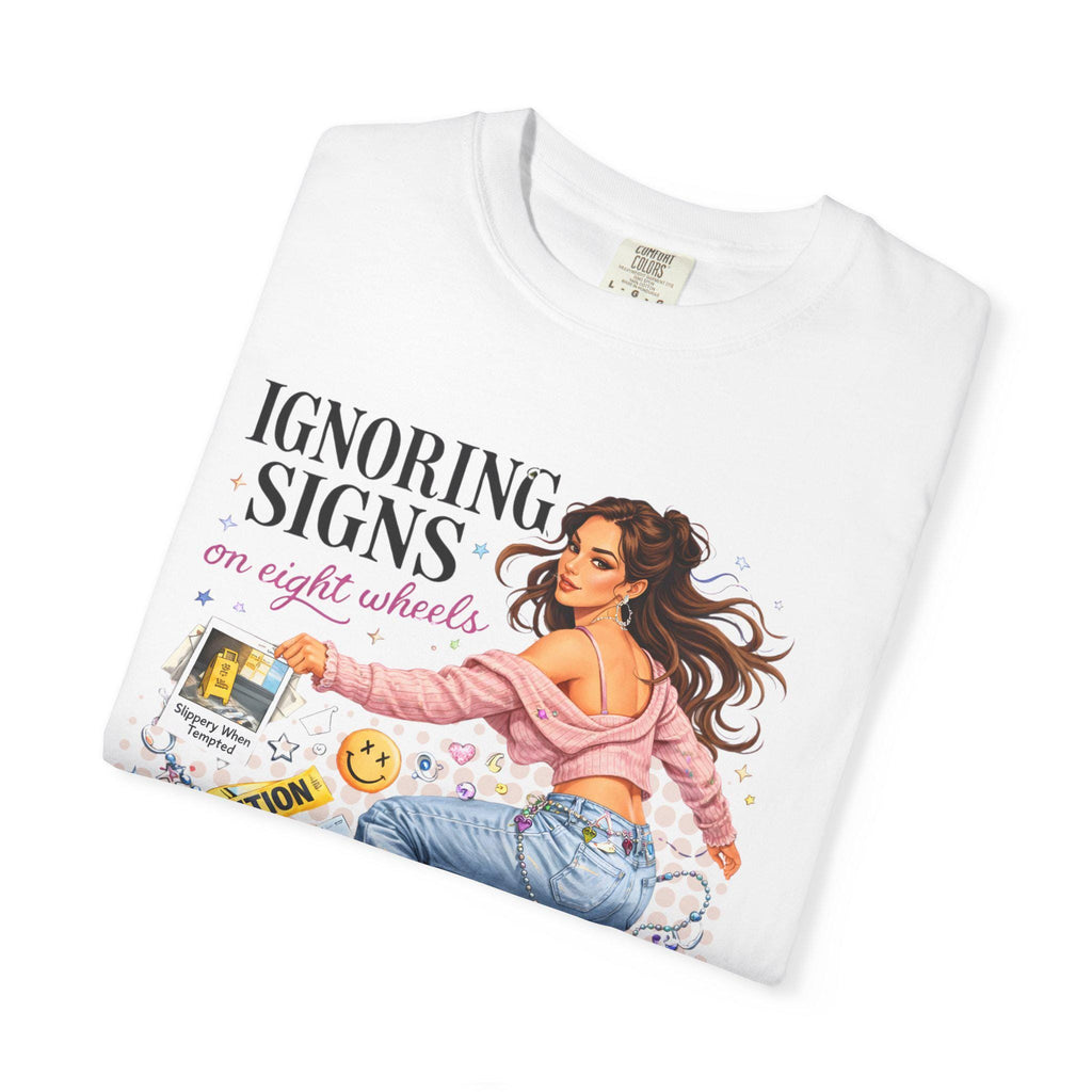 Ignoring Signs roller skate girl T-Shirt | retro skate collage, pastel graphics