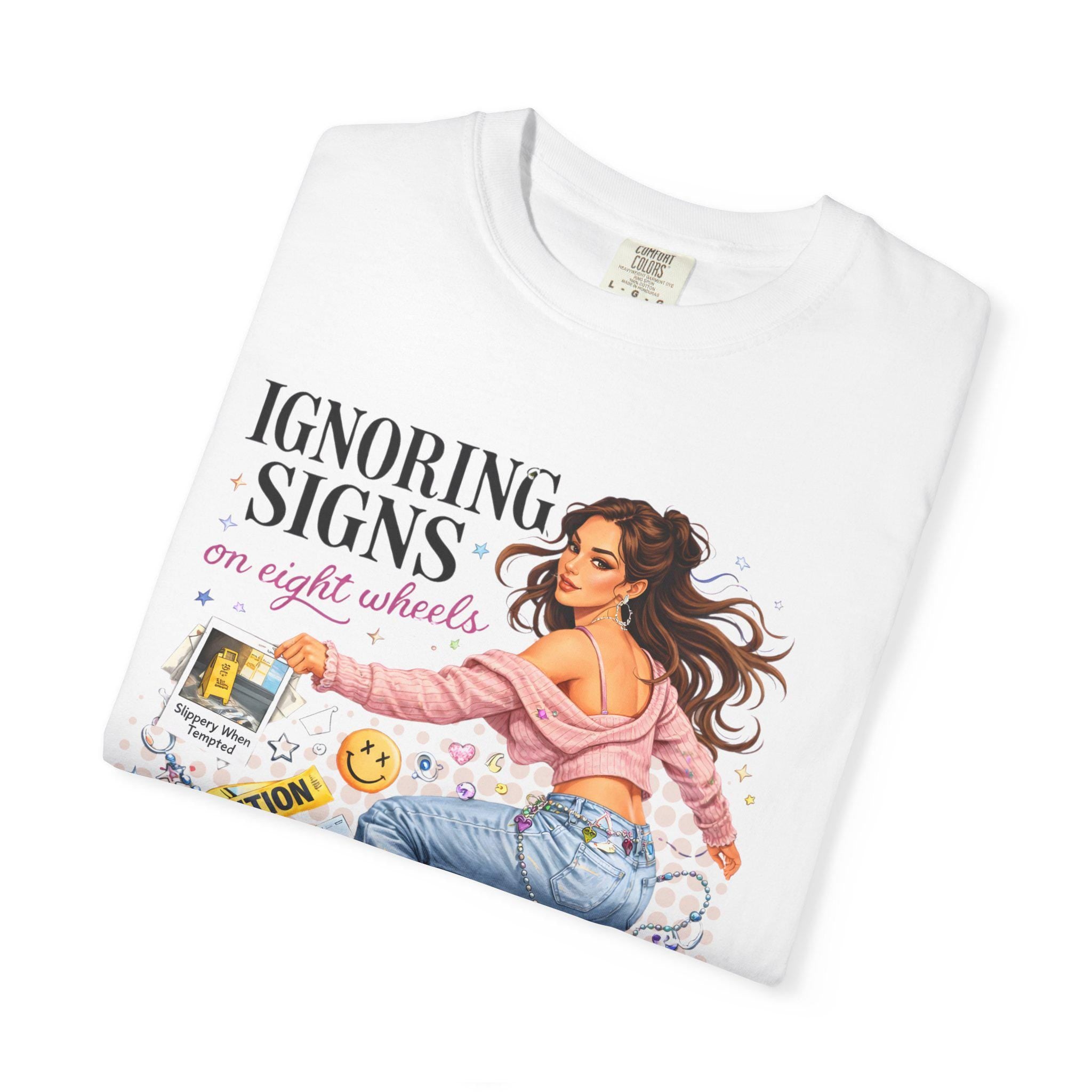 Ignoring Signs roller skate girl T-Shirt | retro skate collage, pastel graphics