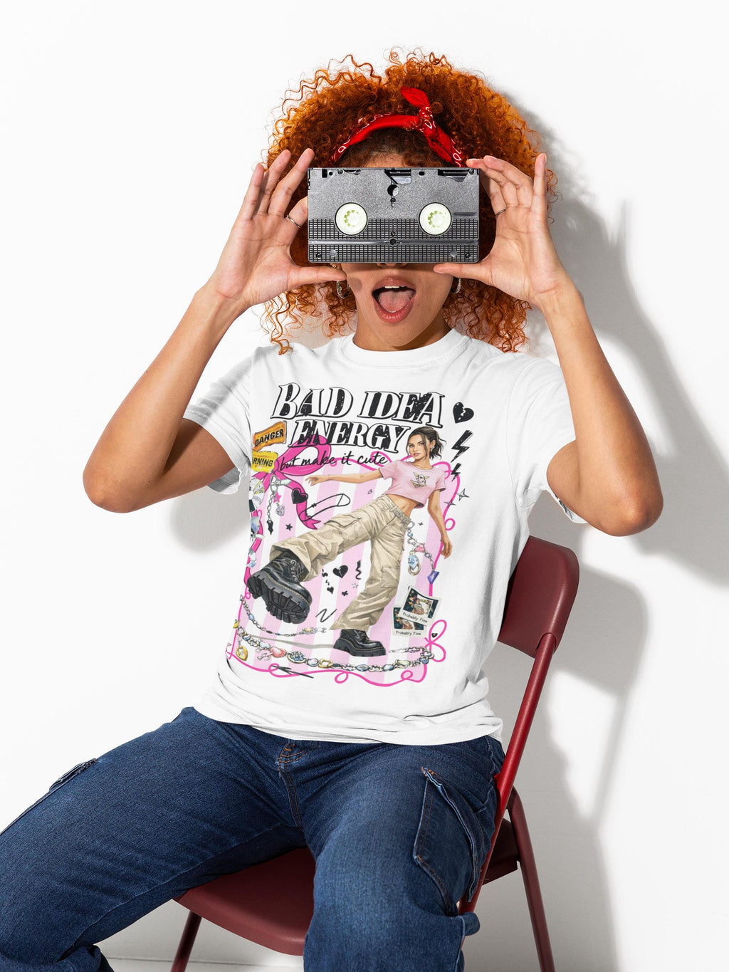 Bad Idea Energy Graphic Tee | Skater Girl Collage, Pink Accents