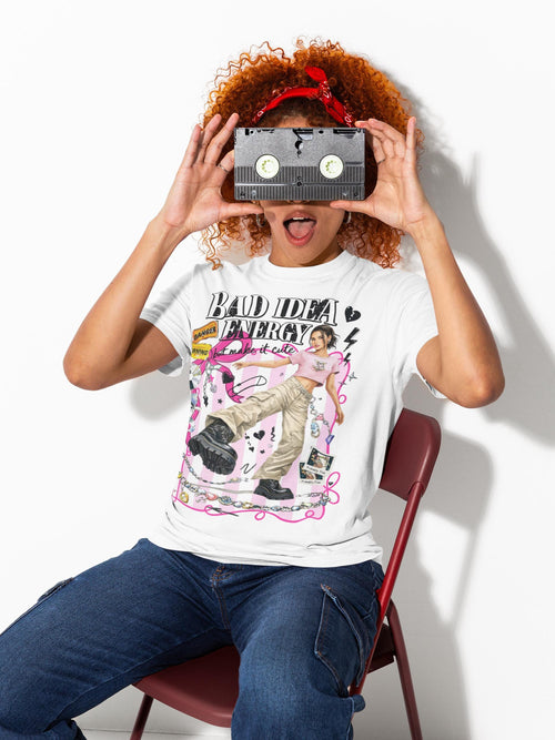 Bad Idea Energy Graphic Tee | Skater Girl Collage, Pink Accents