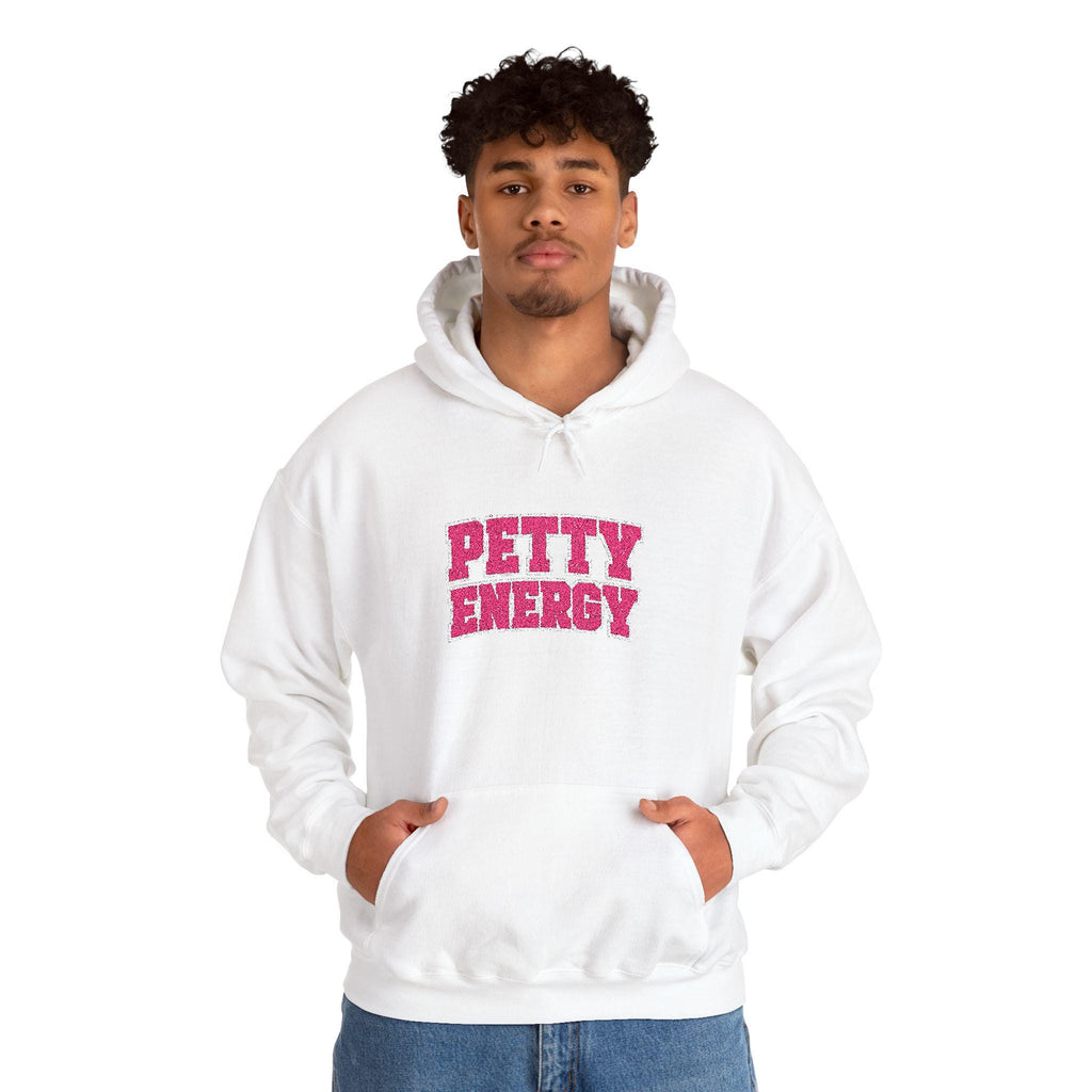 Faux Rhinestone embroidered "Petty Energy" Hoodie | Bling Pet Attitude Sweatshirt