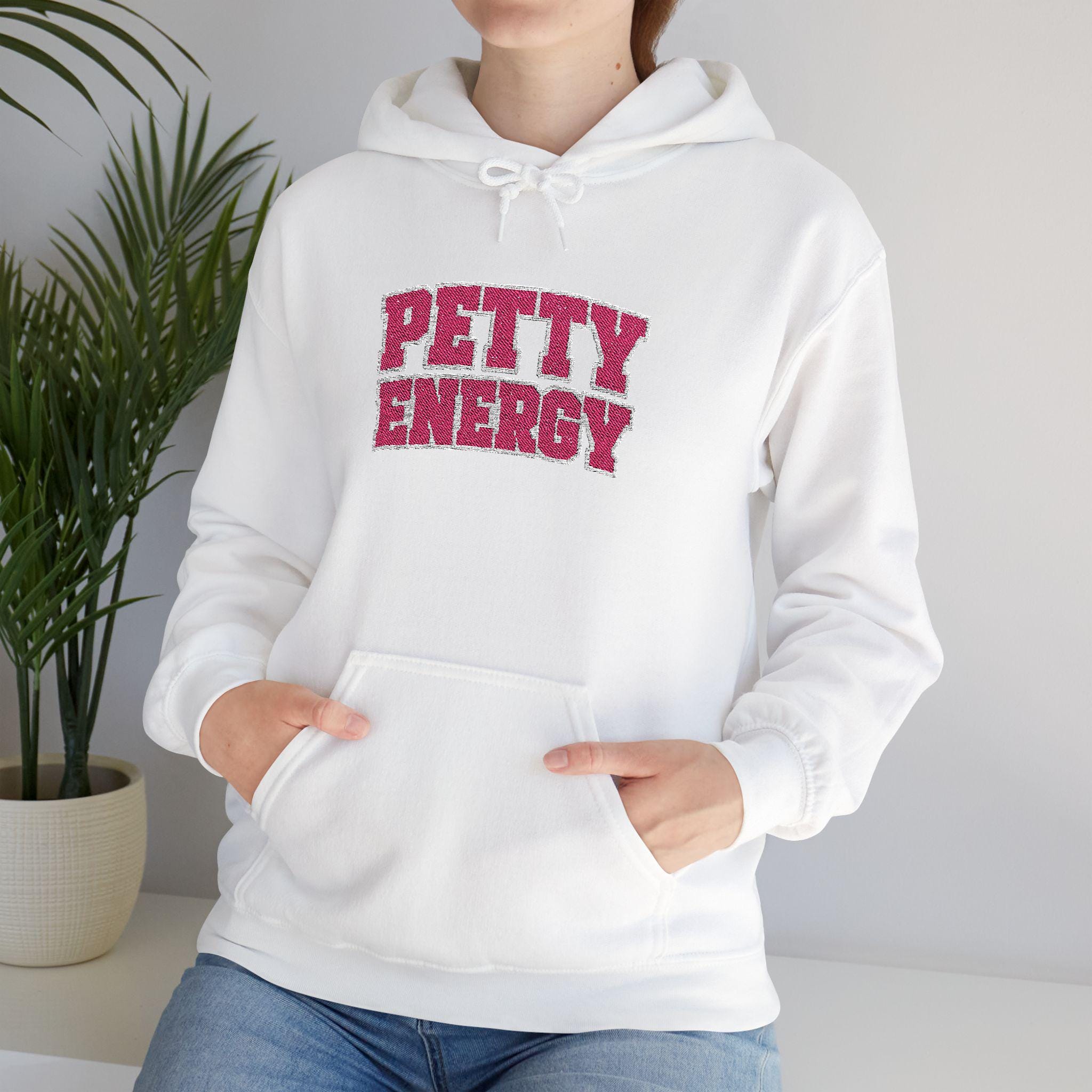Faux Rhinestone embroidered "Petty Energy" Hoodie | Bling Pet Attitude Sweatshirt