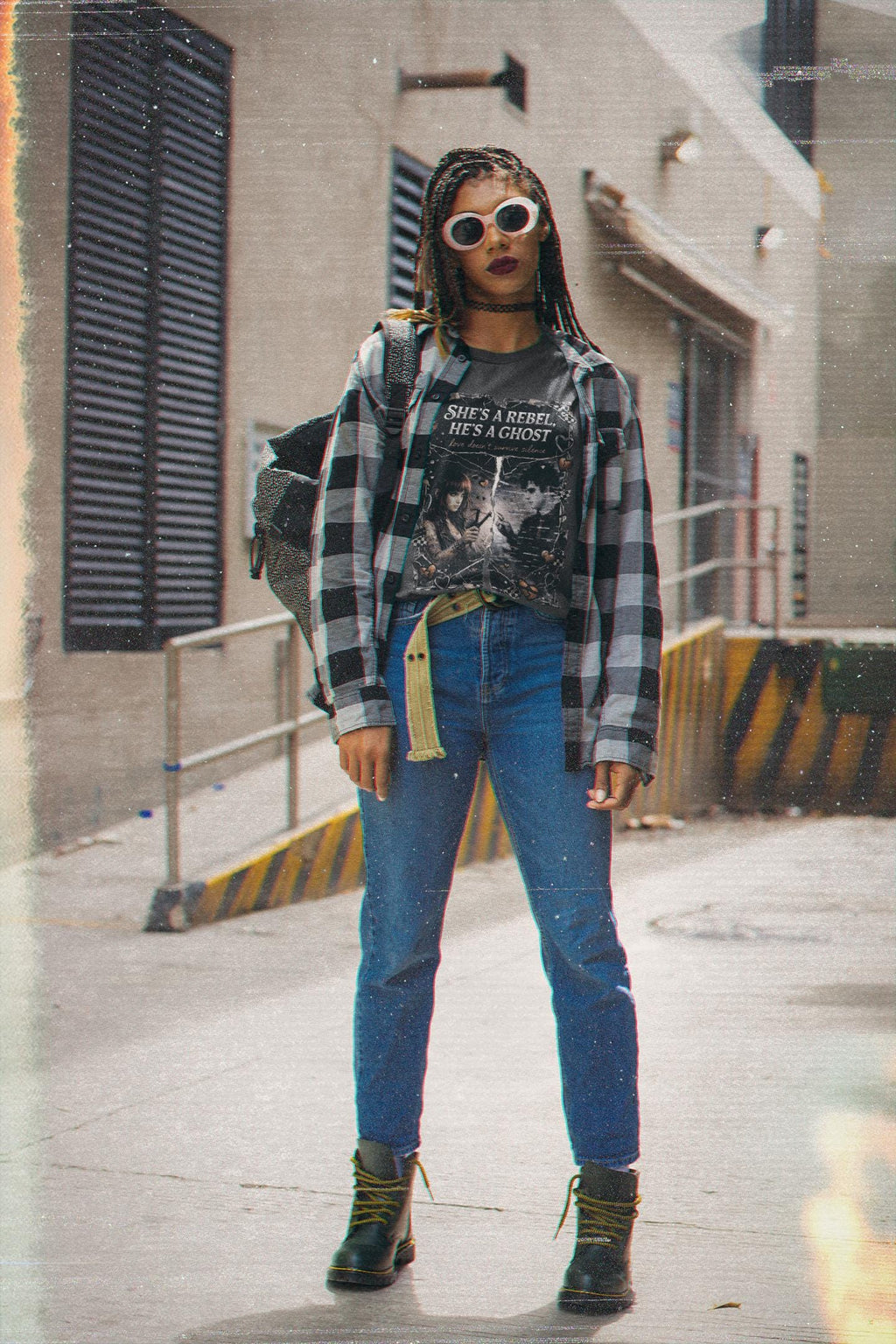 Emotional Grunge Graphic Tee: She's a Rebel He's a Ghost Alternative Vintage Style T-Shirt