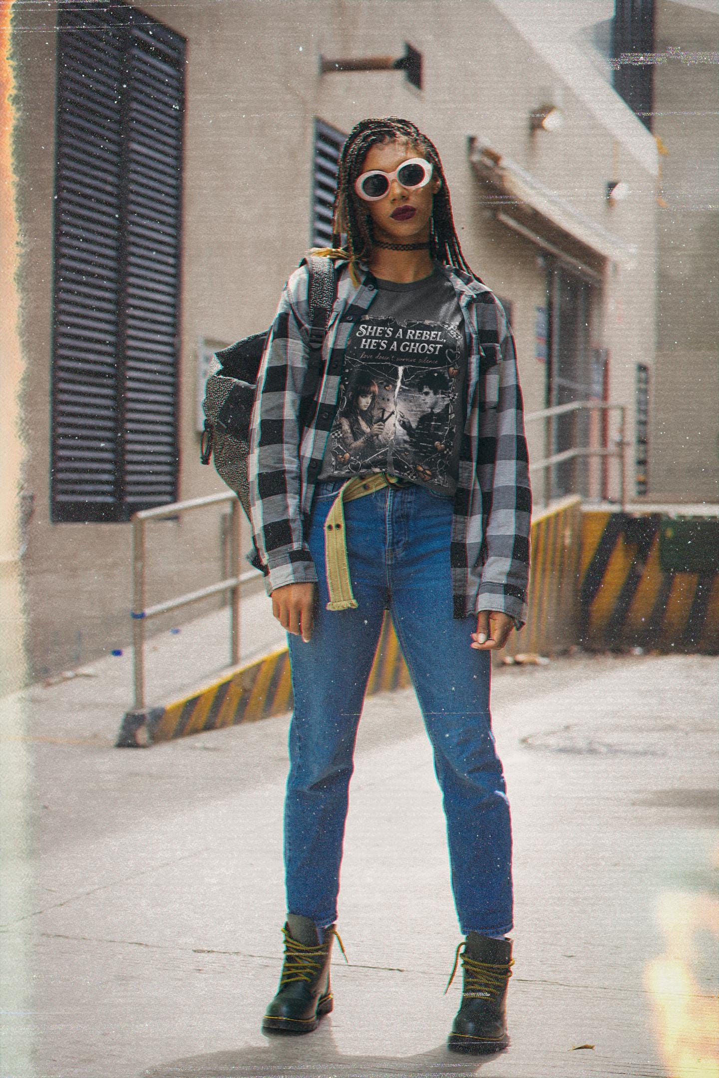 Emotional Grunge Graphic Tee: She's a Rebel He's a Ghost Alternative Vintage Style T-Shirt